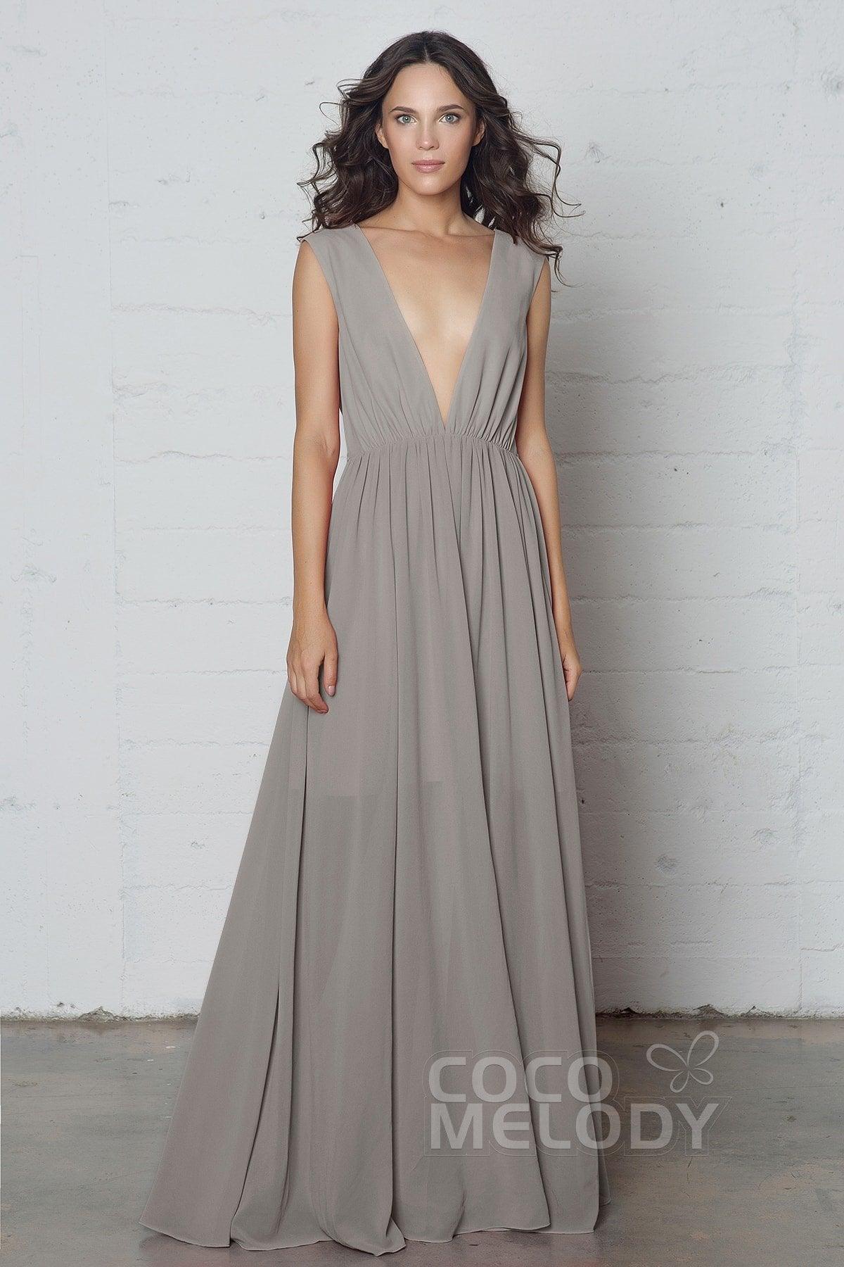 Sheath-Column Floor Length Chiffon Dress PR17022 - COCOMELODY