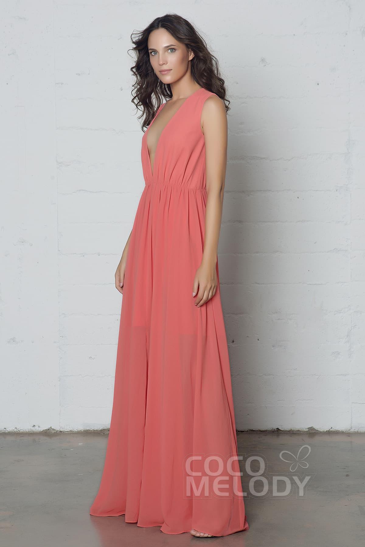 Sheath-Column Floor Length Chiffon Dress PR17022 - COCOMELODY