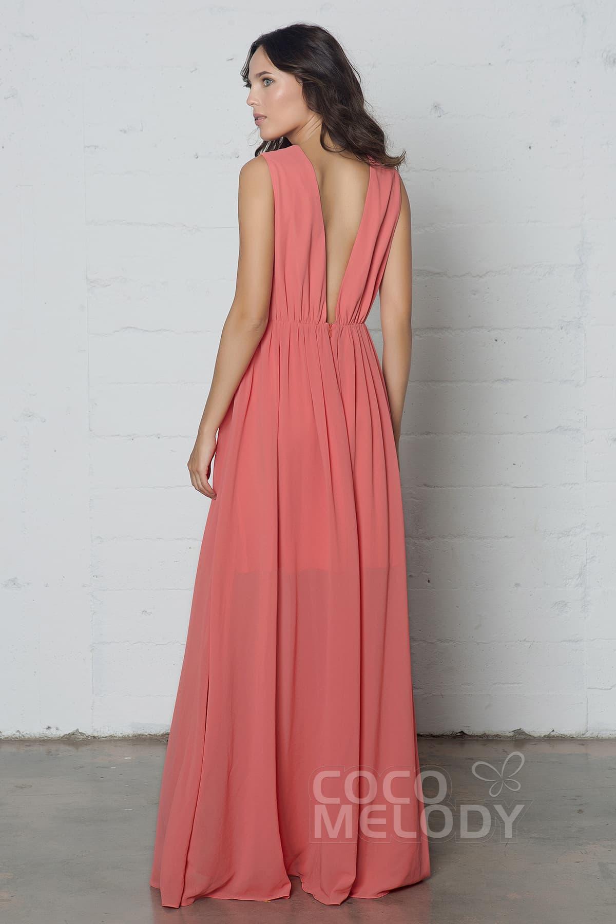 Sheath-Column Floor Length Chiffon Dress PR17022 - COCOMELODY