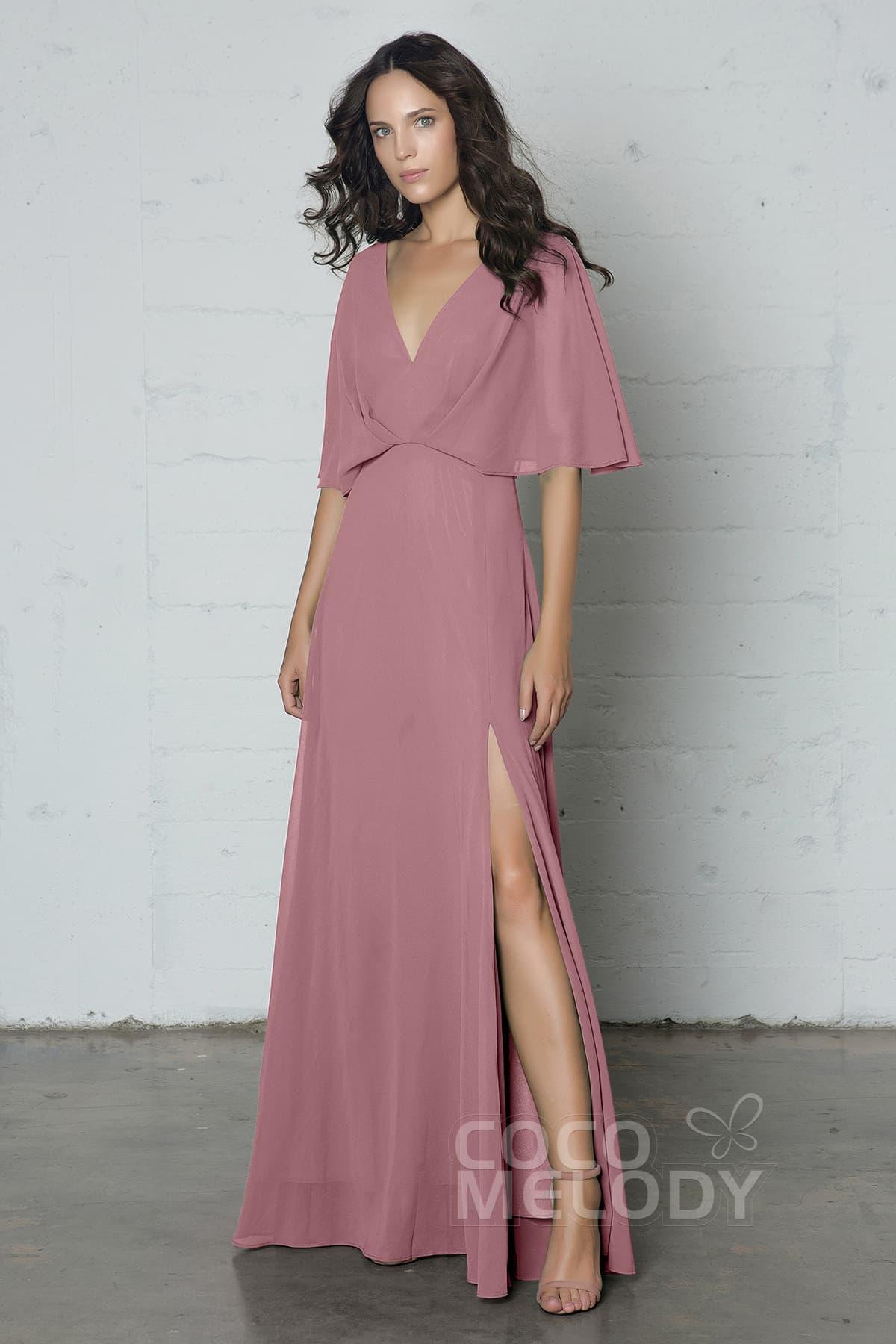 Sheath-Column Floor Length Chiffon Dress PR17024 - COCOMELODY