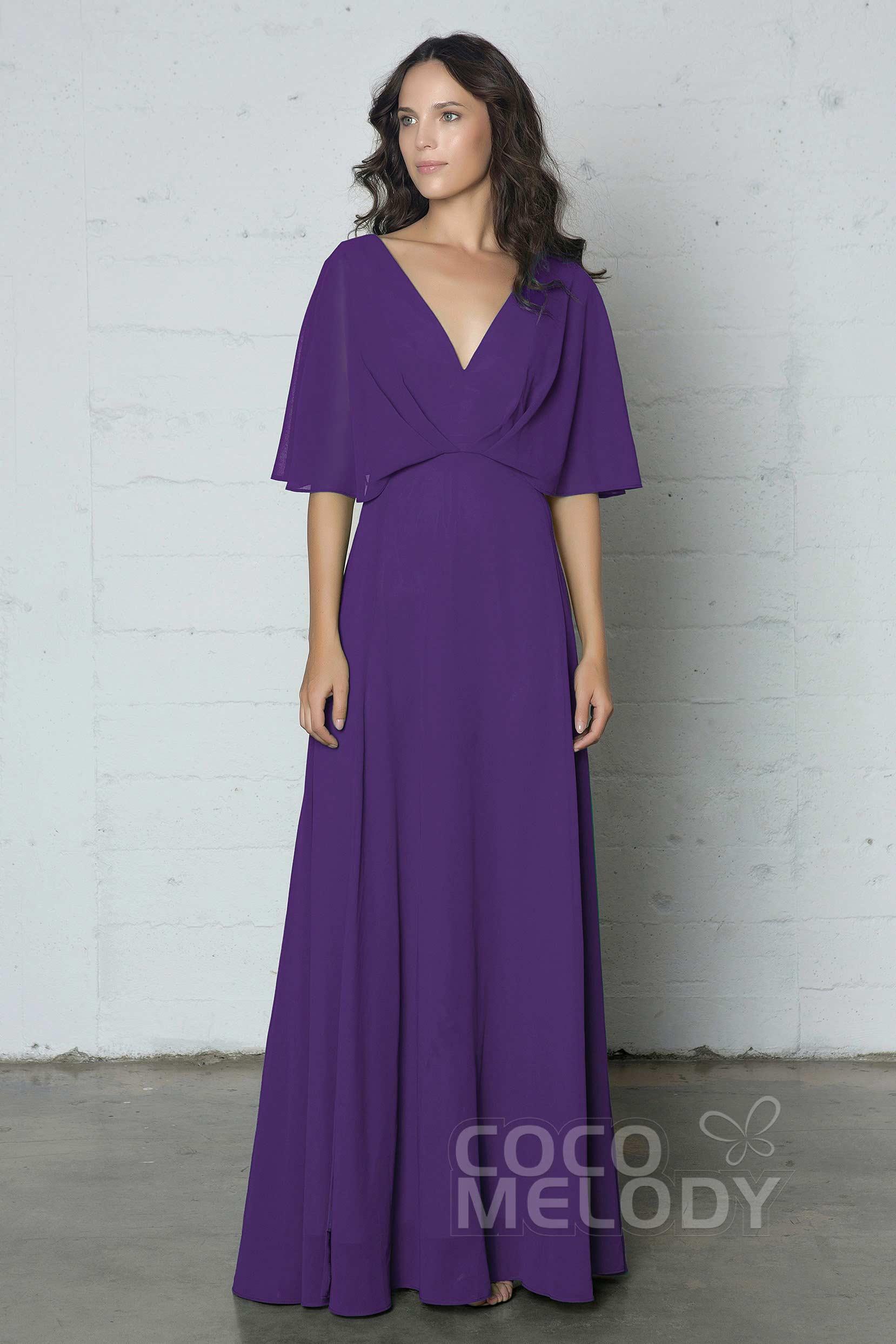 Sheath-Column Floor Length Chiffon Dress PR17024 - COCOMELODY