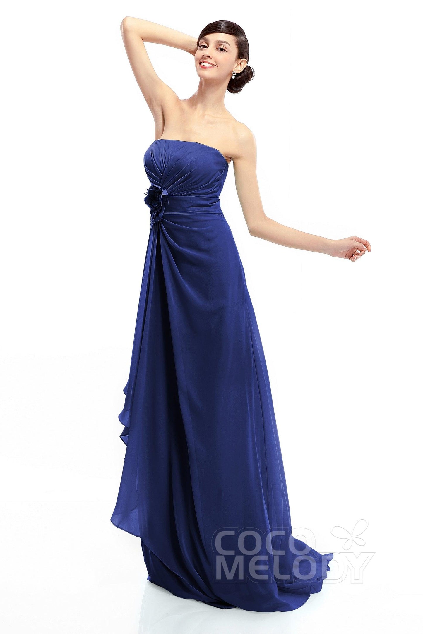 Sheath Sweep Train Chiffon Bridesmaid Dresses COLT1400B - COCOMELODY