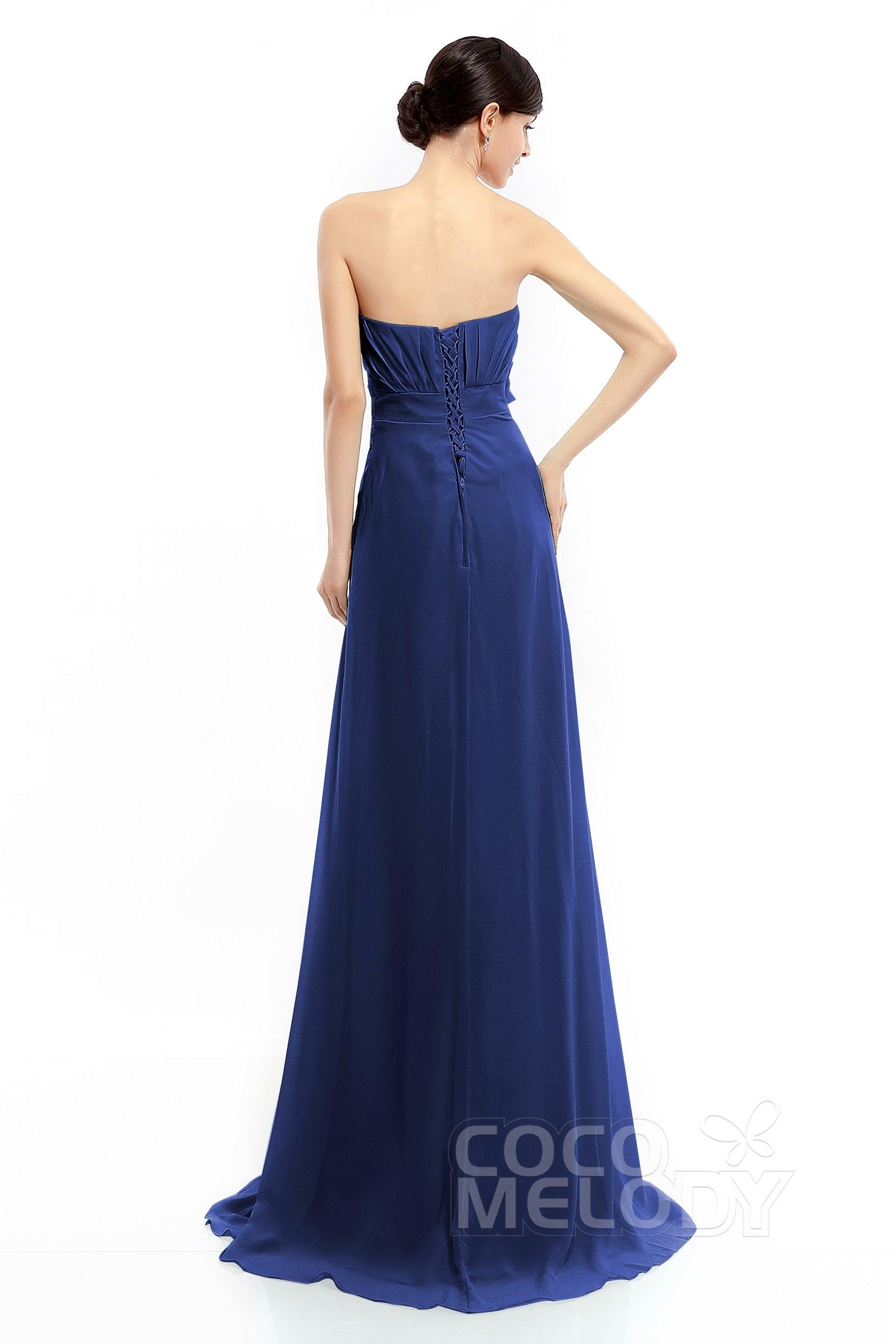 Sheath Sweep Train Chiffon Bridesmaid Dresses COLT1400B - COCOMELODY
