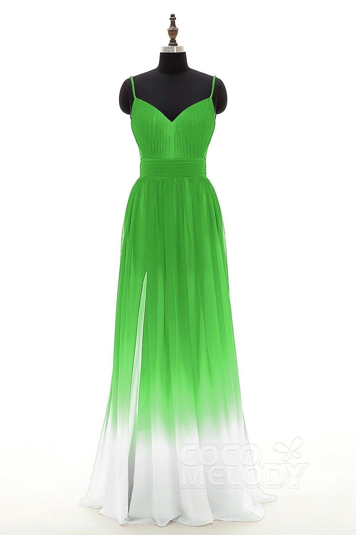 Sheath-Column Floor Length Ombre Chiffon Bridesmaid Dress COCOMELODY PR3268, Meadow Sheath-Column Floor Length Ombre Chiffon Bridesmaid Dress COCOMELODY PR3268, Meadow