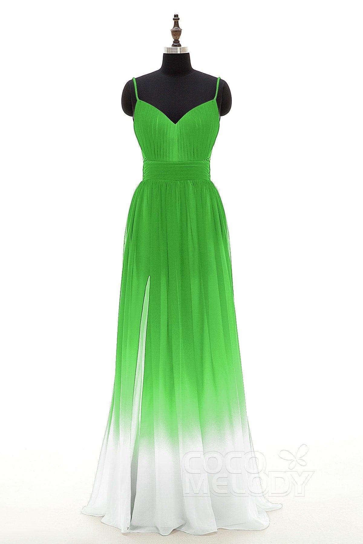 Sheath Floor Length Chiffon Ombre Bridesmaid Dress Formal Dresses PR3268 - COCOMELODY