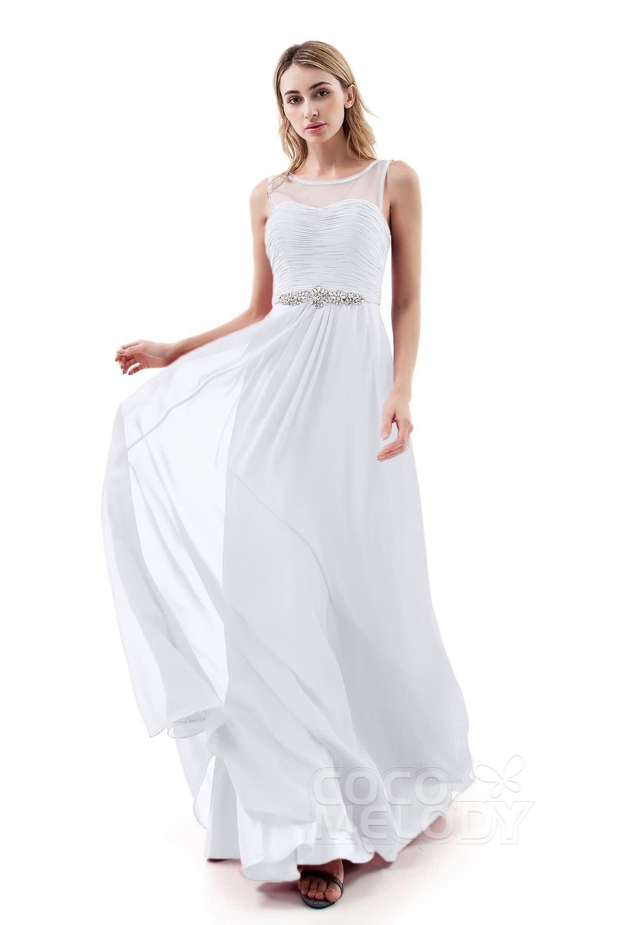 A-Line Sweep-Brush Train Chiffon Dress PR3400 - COCOMELODY
