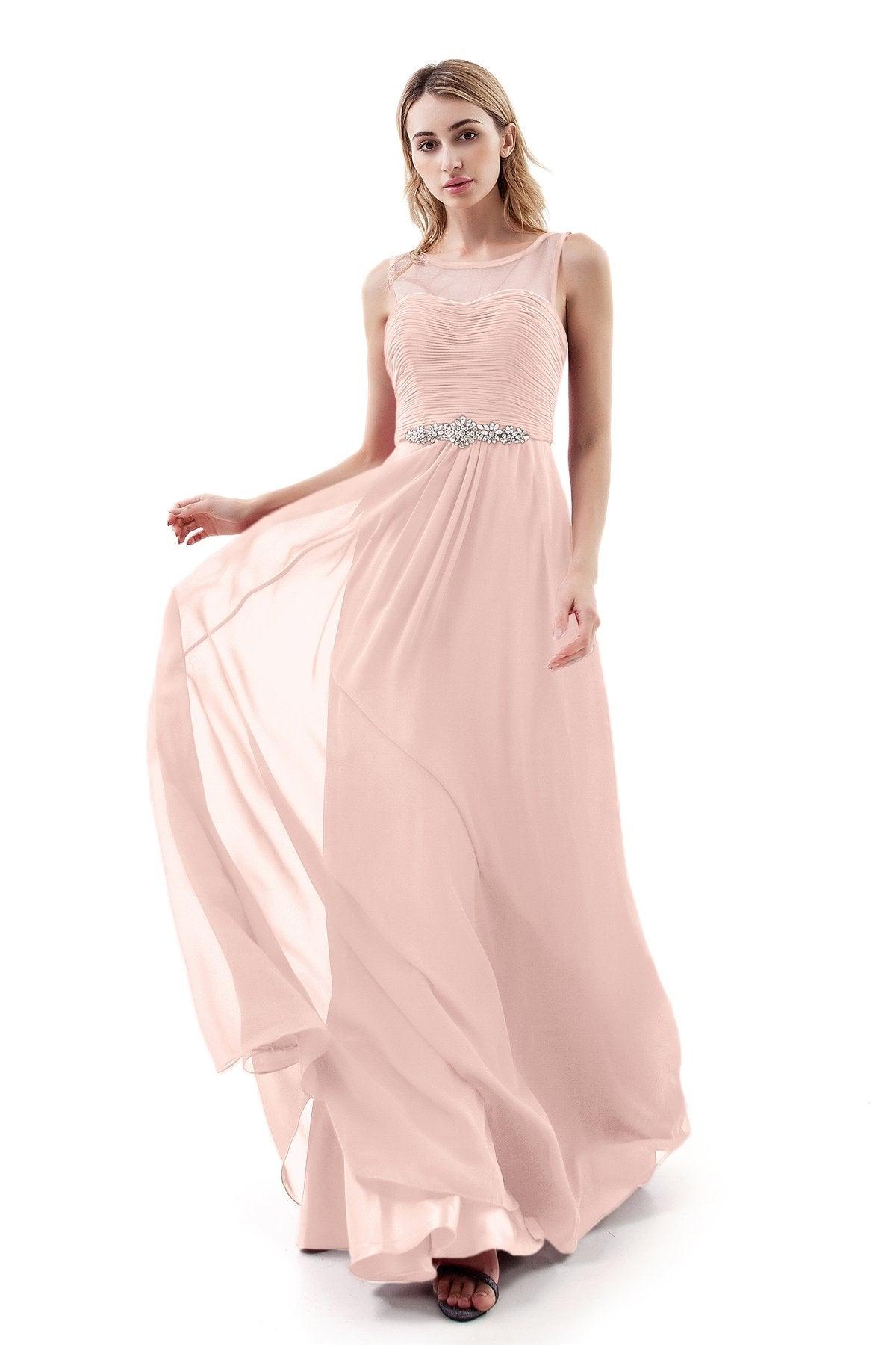 A-Line Sweep-Brush Train Chiffon Dress PR3400 - COCOMELODY