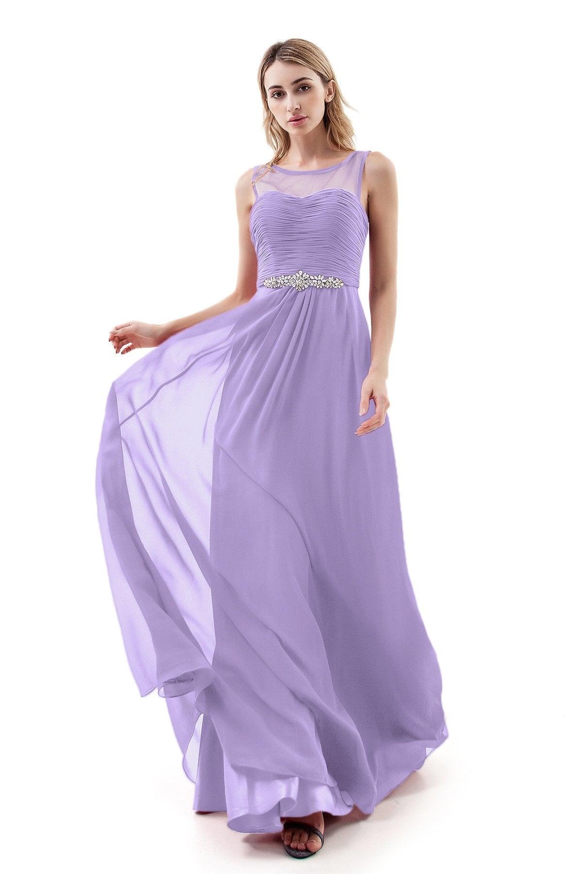 A-Line Sweep-Brush Train Chiffon Dress PR3400 - COCOMELODY