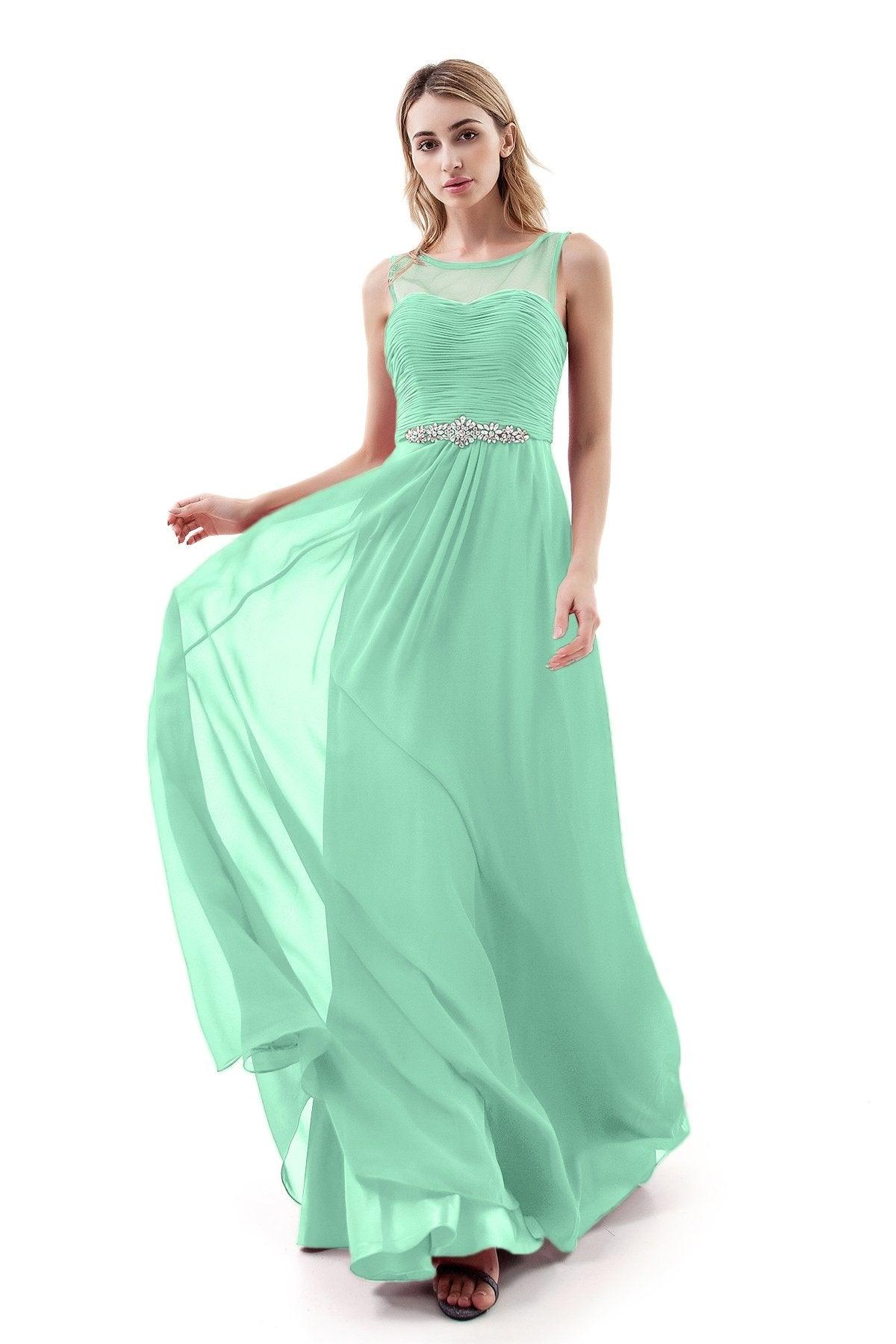 A-Line Sweep-Brush Train Chiffon Dress PR3400 - COCOMELODY