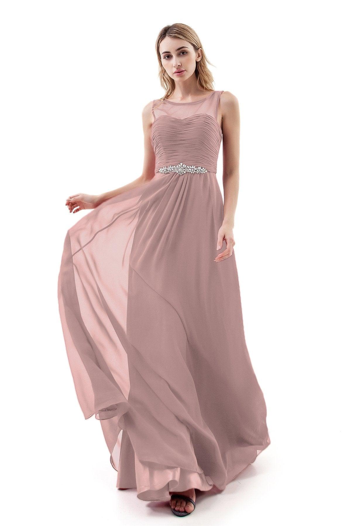 A-Line Sweep-Brush Train Chiffon Dress PR3400 - COCOMELODY