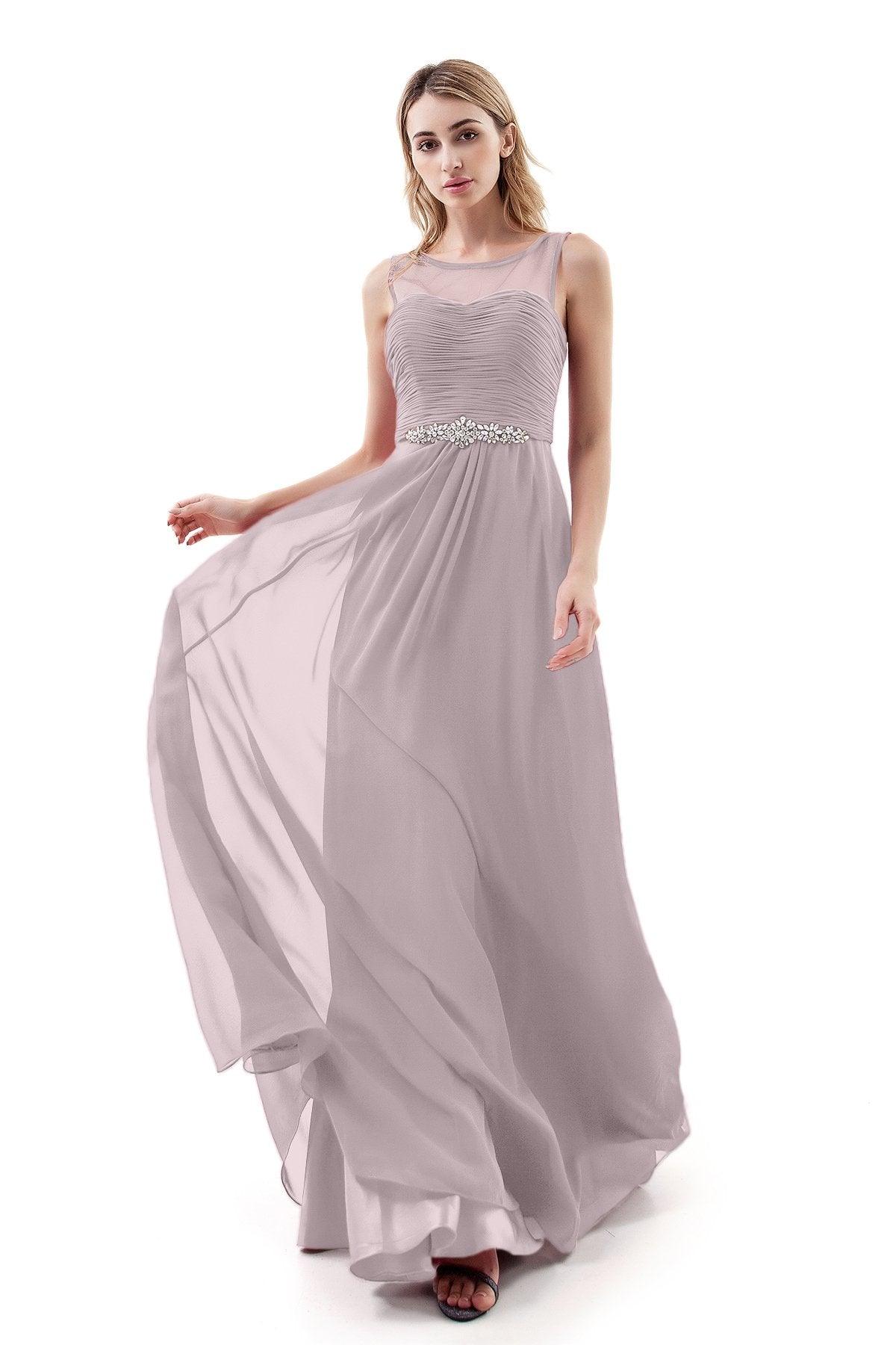 A-Line Sweep-Brush Train Chiffon Dress PR3400 - COCOMELODY