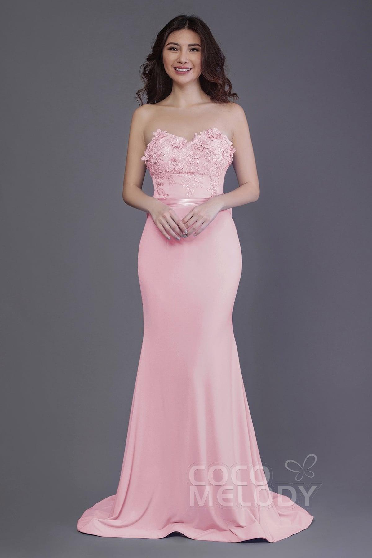 Mermaid Sweep Train Knitted Fabric Bridesmaid Dress PR3484 - COCOMELODY