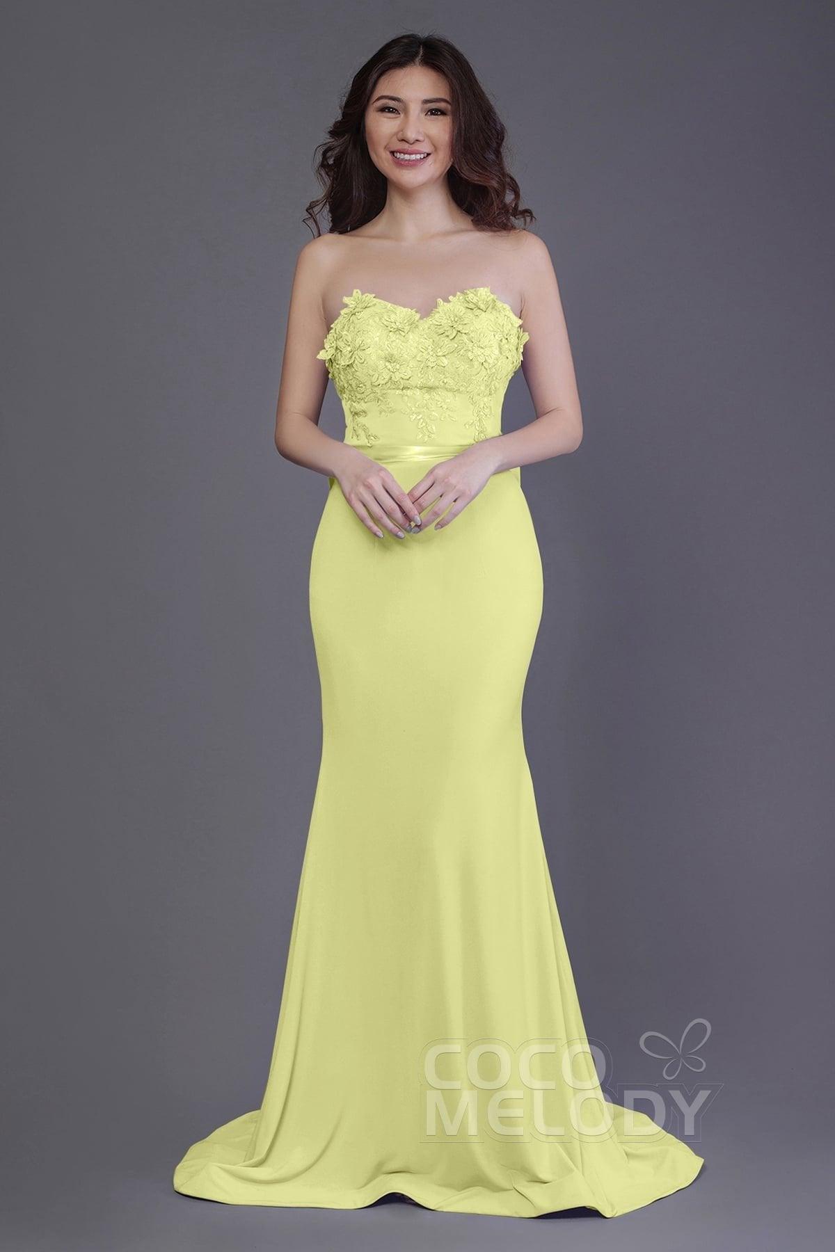 Mermaid Sweep Train Knitted Fabric Bridesmaid Dress PR3484 - COCOMELODY