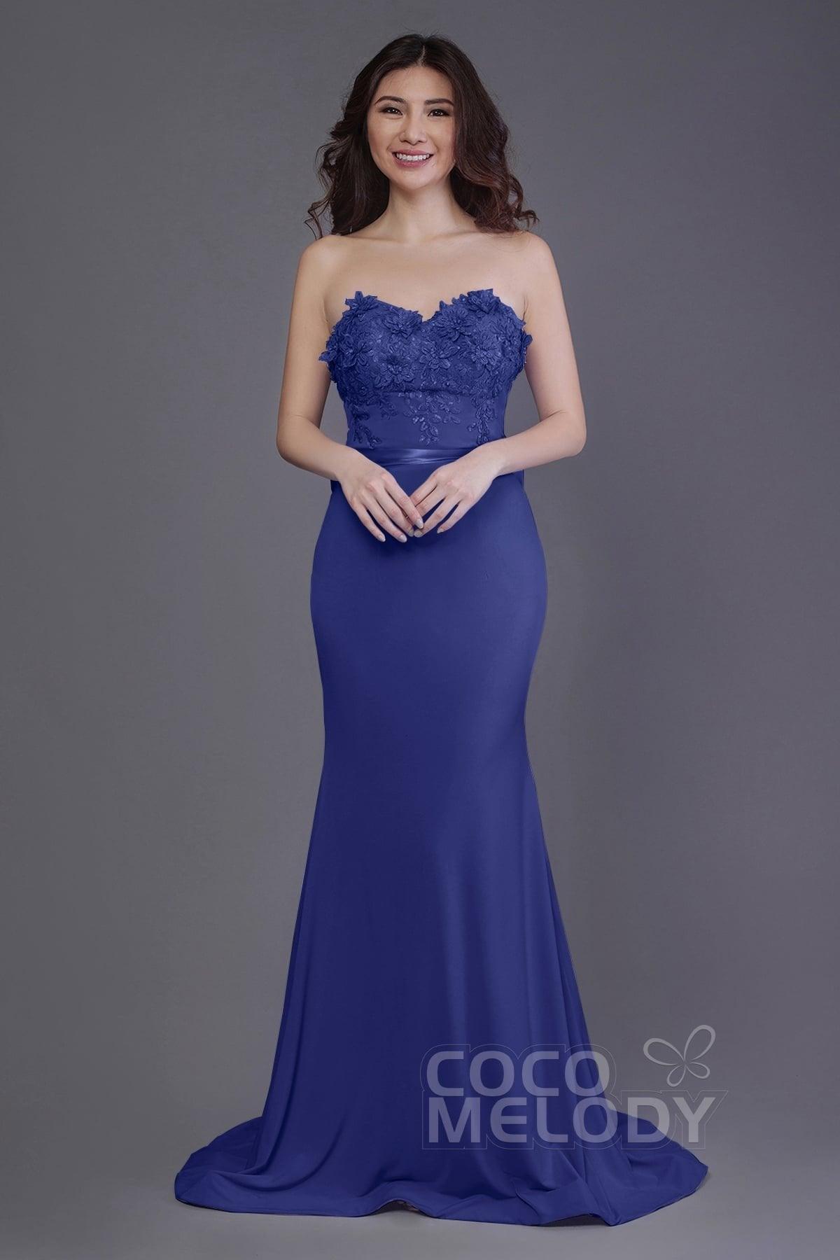 Mermaid Sweep Train Knitted Fabric Bridesmaid Dress PR3484 - COCOMELODY