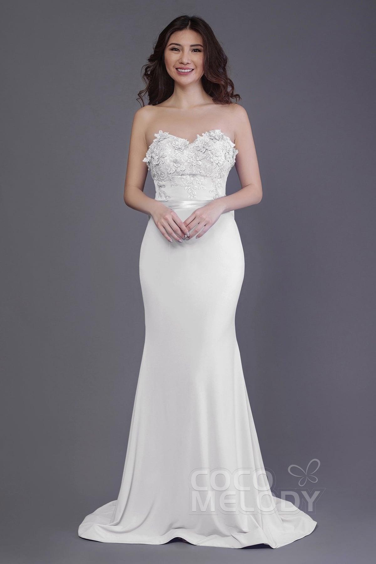 Mermaid Sweep Train Knitted Fabric Bridesmaid Dress PR3484 - COCOMELODY