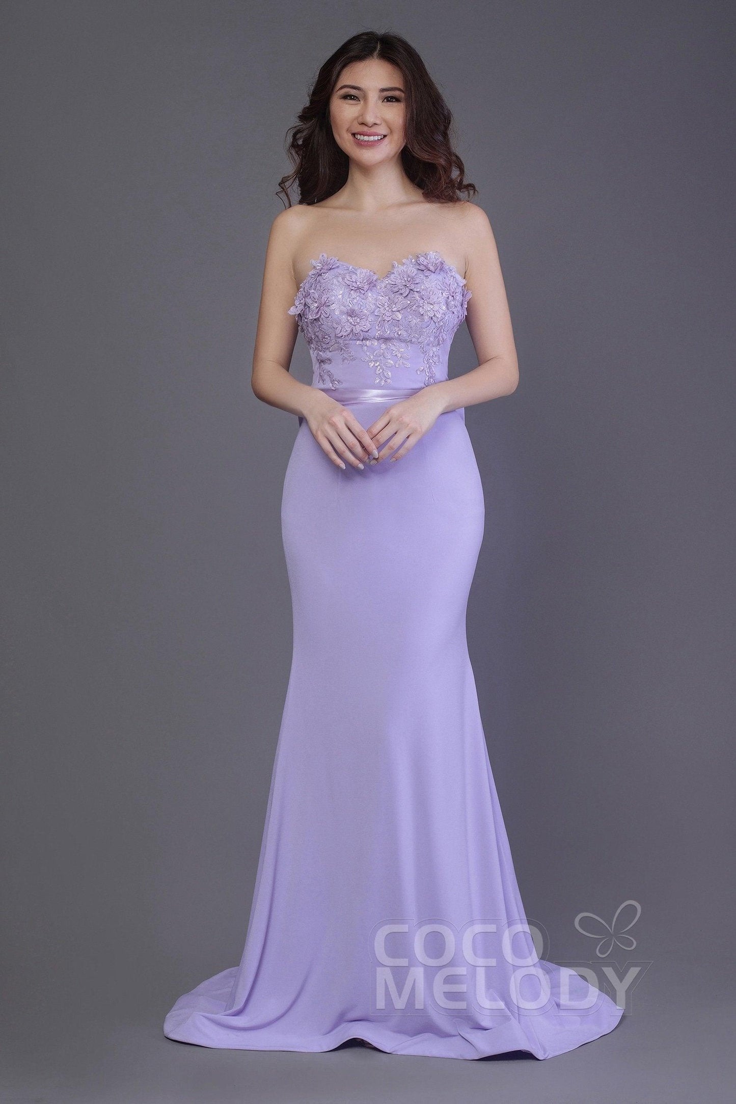 Mermaid Sweep Train Knitted Fabric Bridesmaid Dress PR3484 - COCOMELODY