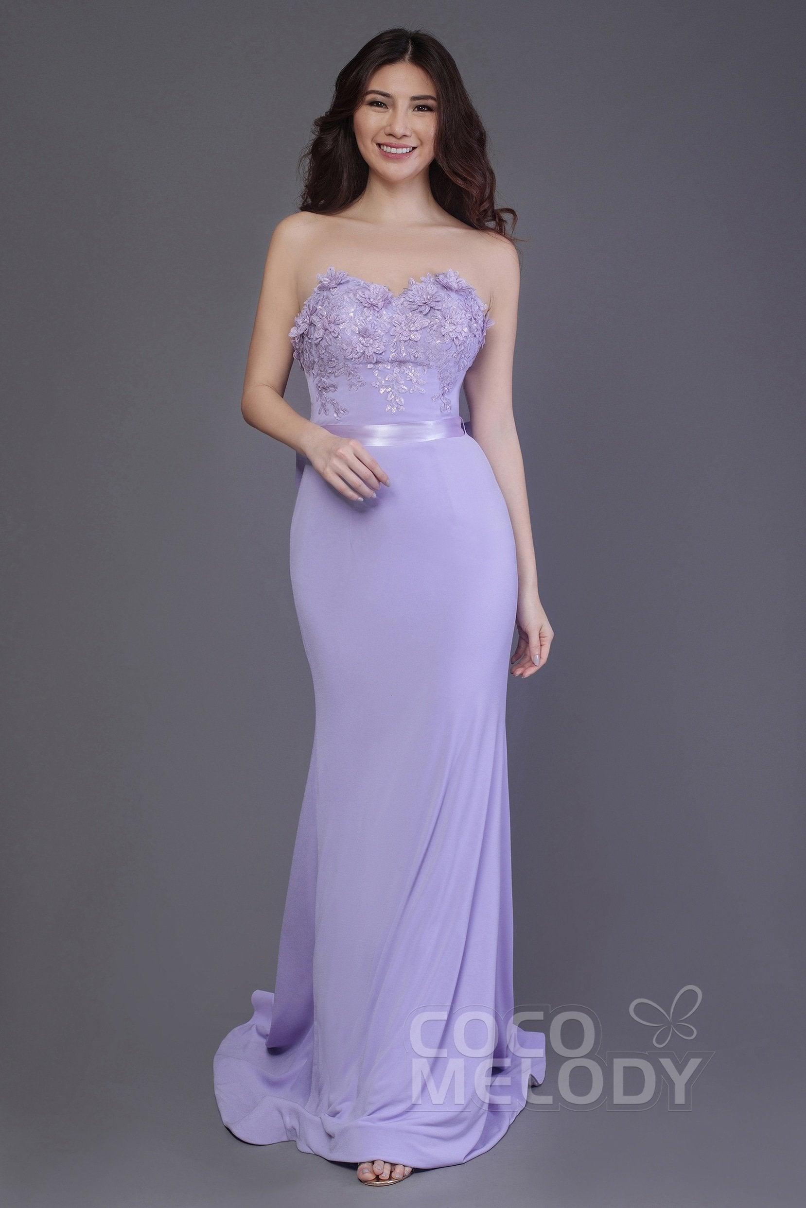 Mermaid Sweep Train Knitted Fabric Bridesmaid Dress PR3484 - COCOMELODY