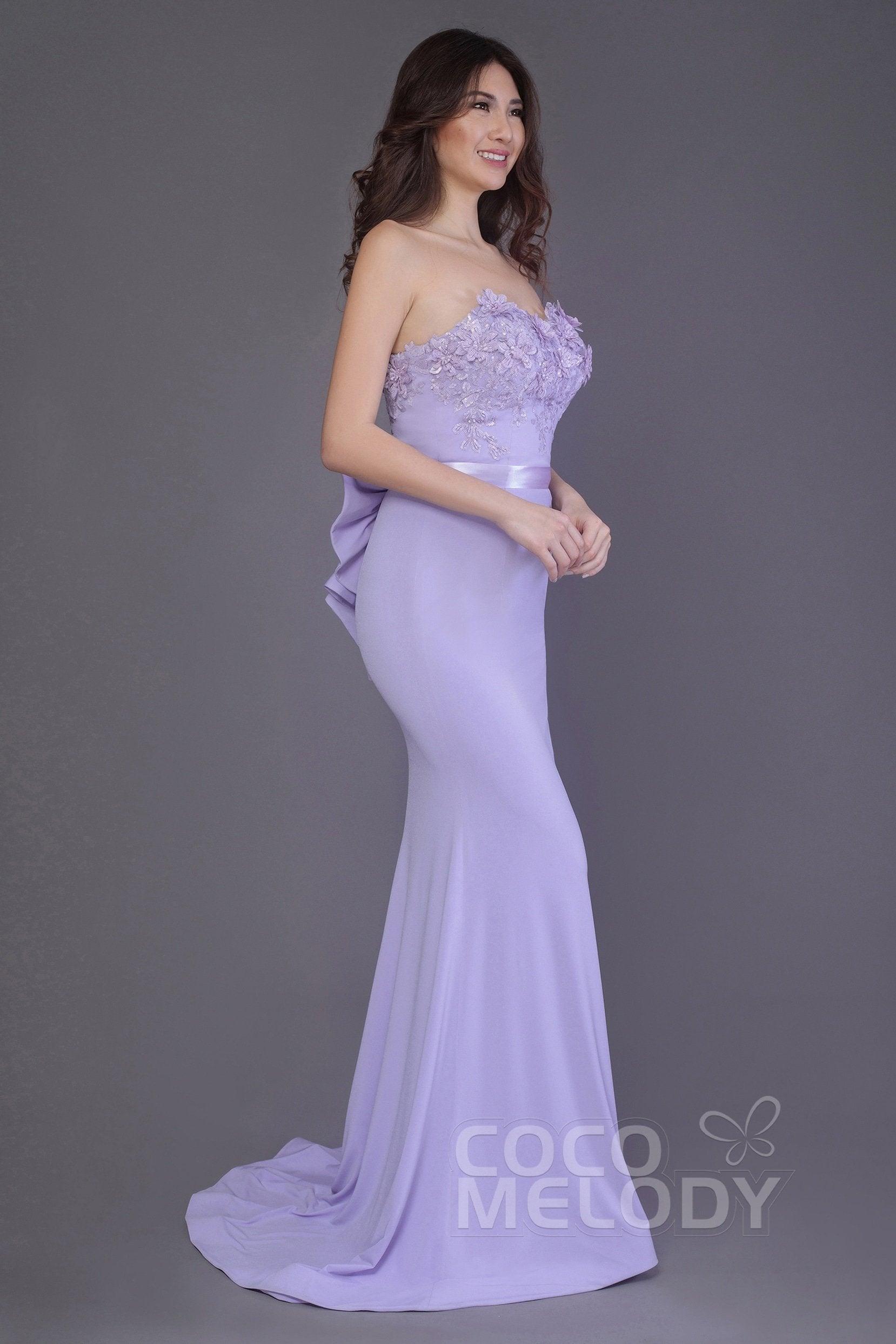 Mermaid Sweep Train Knitted Fabric Bridesmaid Dress PR3484 - COCOMELODY