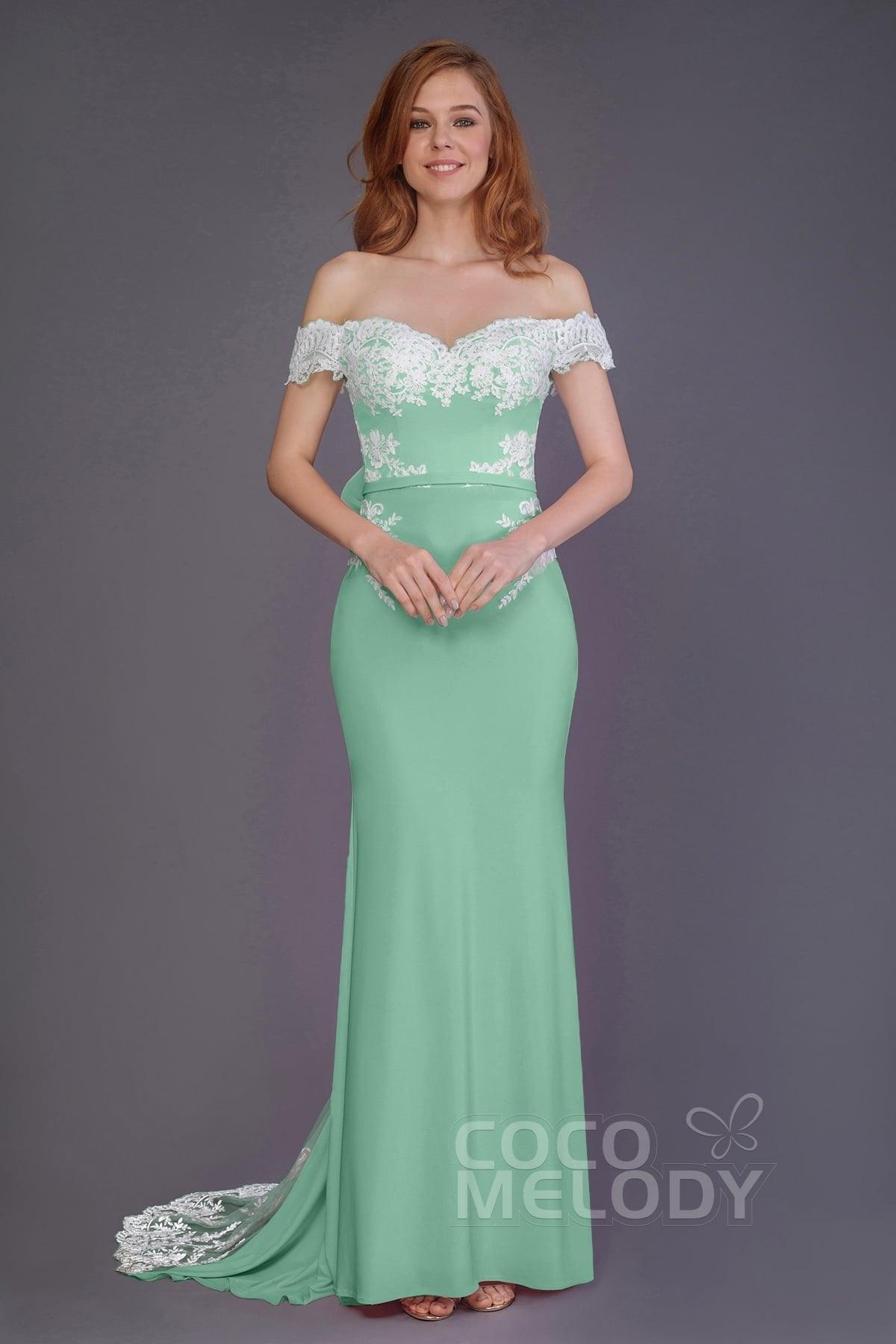 Mermaid Sweep Train Knitted Fabric Bridesmaid Dress PR3491 - COCOMELODY