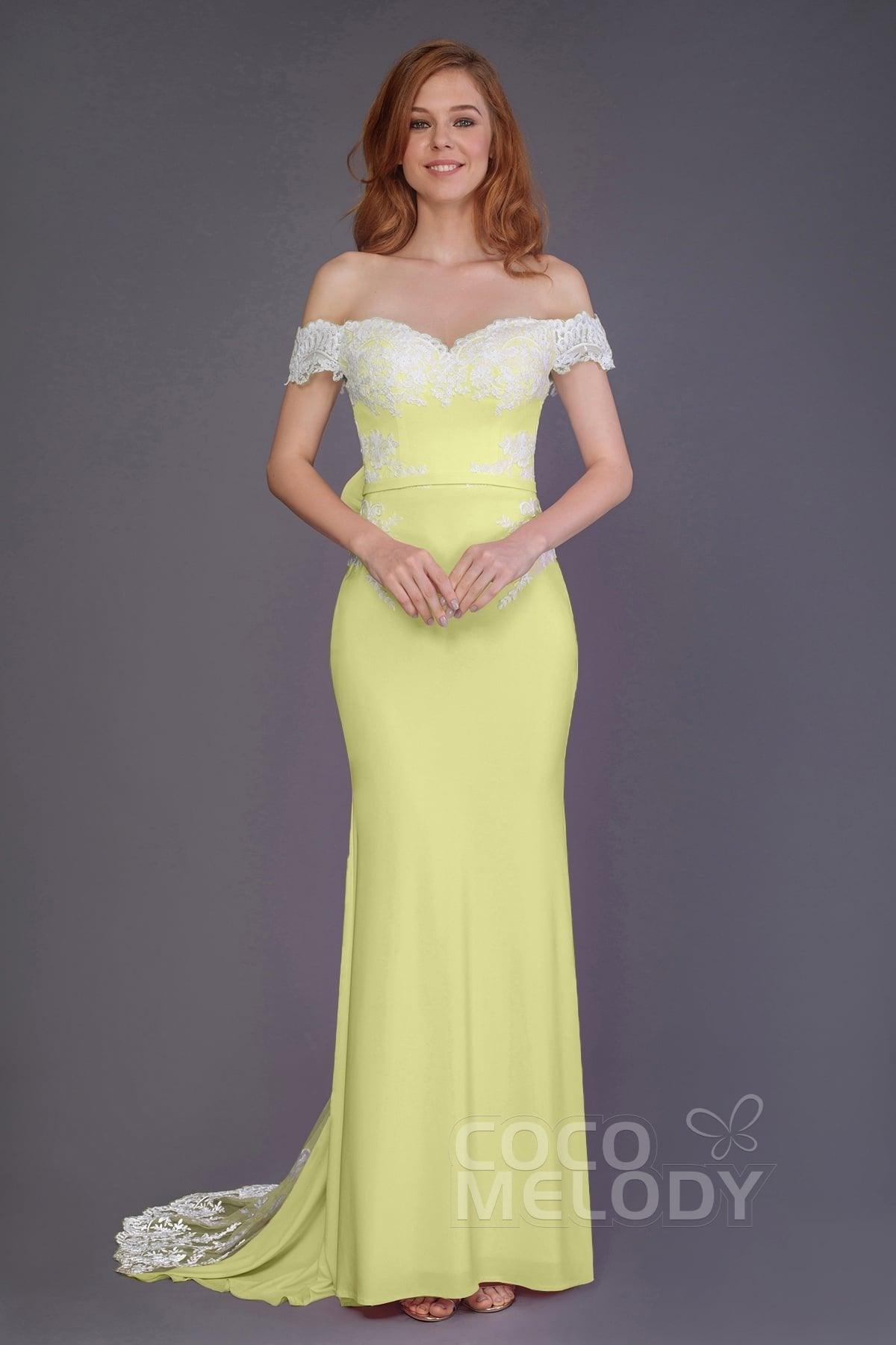 Mermaid Sweep Train Knitted Fabric Bridesmaid Dress PR3491 - COCOMELODY