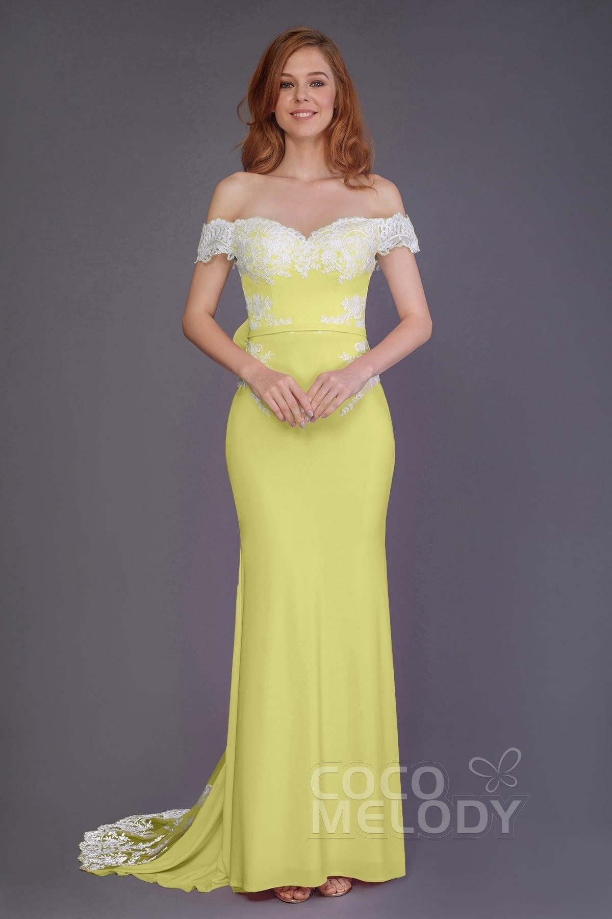 Mermaid Sweep Train Knitted Fabric Bridesmaid Dress PR3491 - COCOMELODY