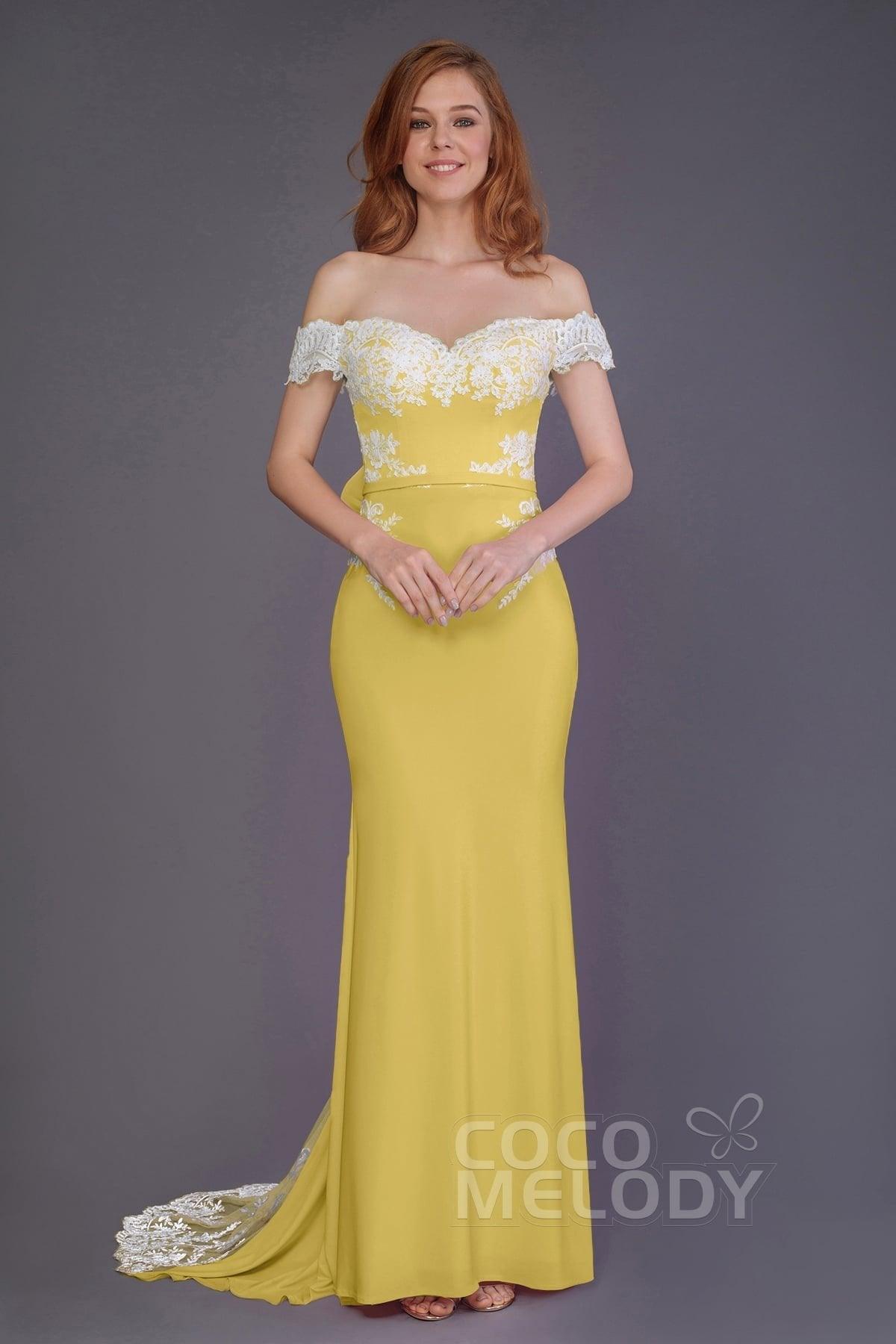 Mermaid Sweep Train Knitted Fabric Bridesmaid Dress PR3491 - COCOMELODY