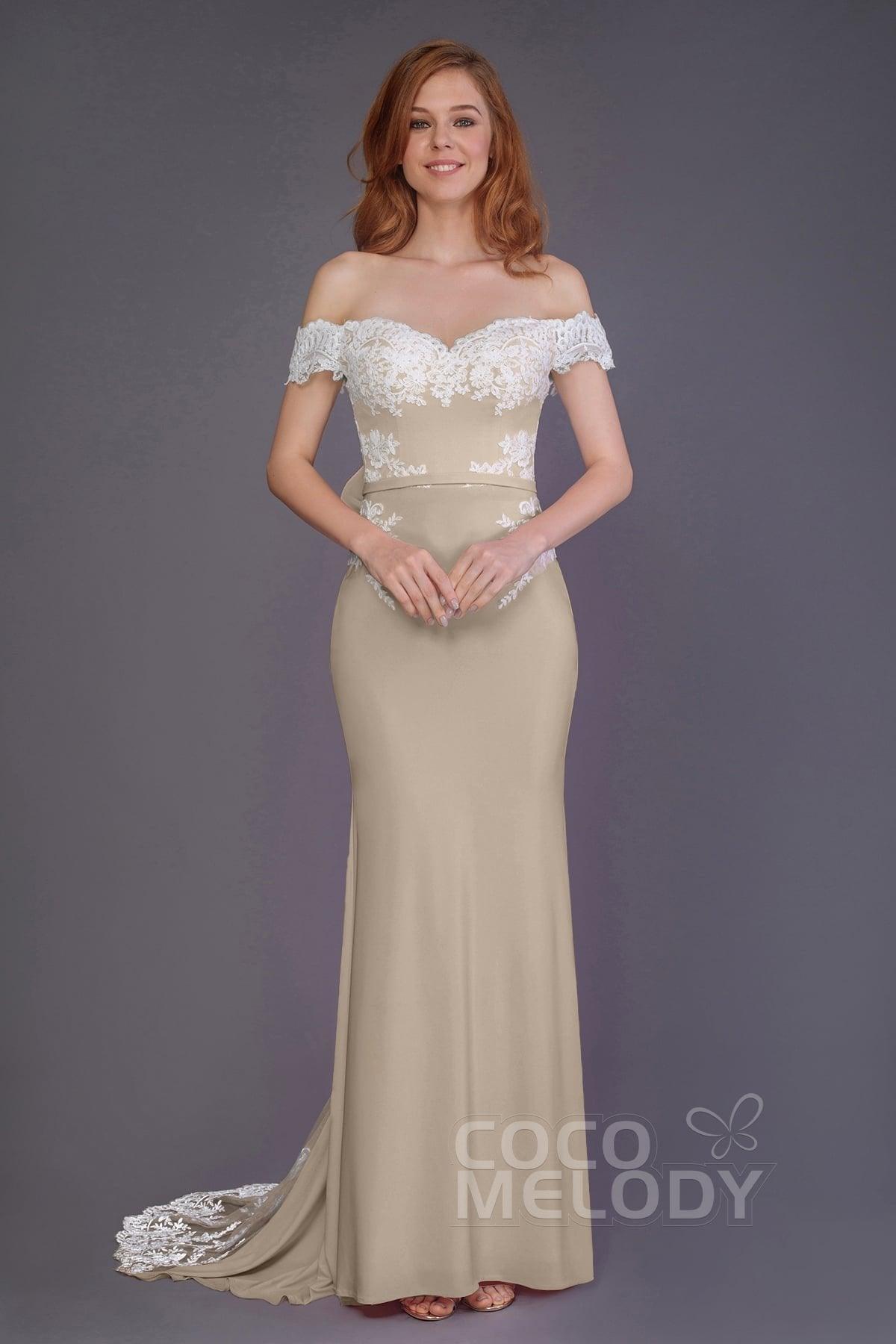 Mermaid Sweep Train Knitted Fabric Bridesmaid Dress PR3491 - COCOMELODY