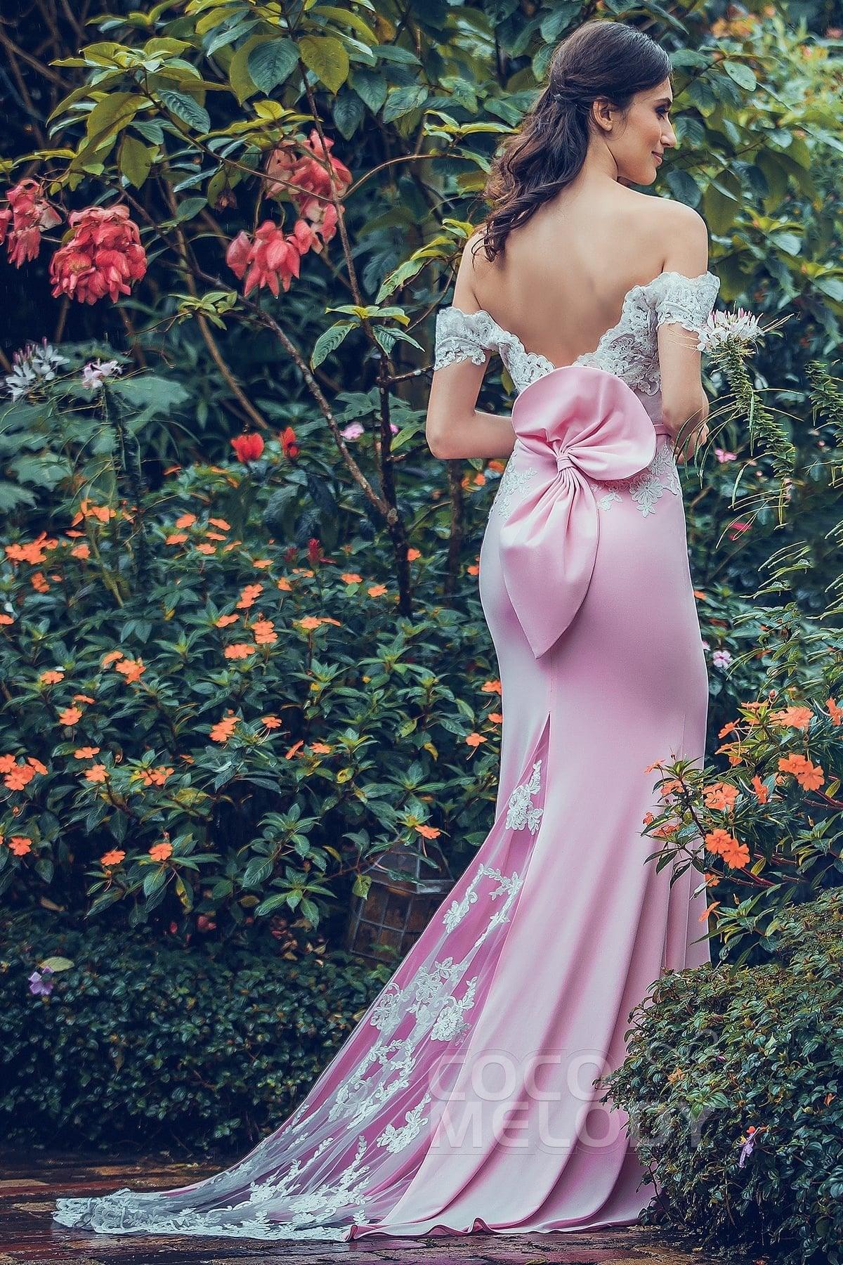 Mermaid Sweep Train Knitted Fabric Bridesmaid Dress PR3491 - COCOMELODY