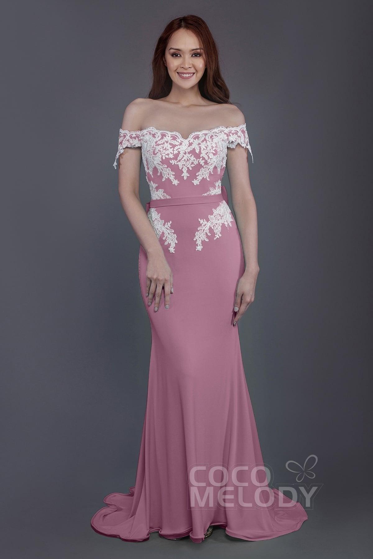 Mermaid Sweep Train Knitted Fabric Bridesmaid Dress PR3497 - COCOMELODY
