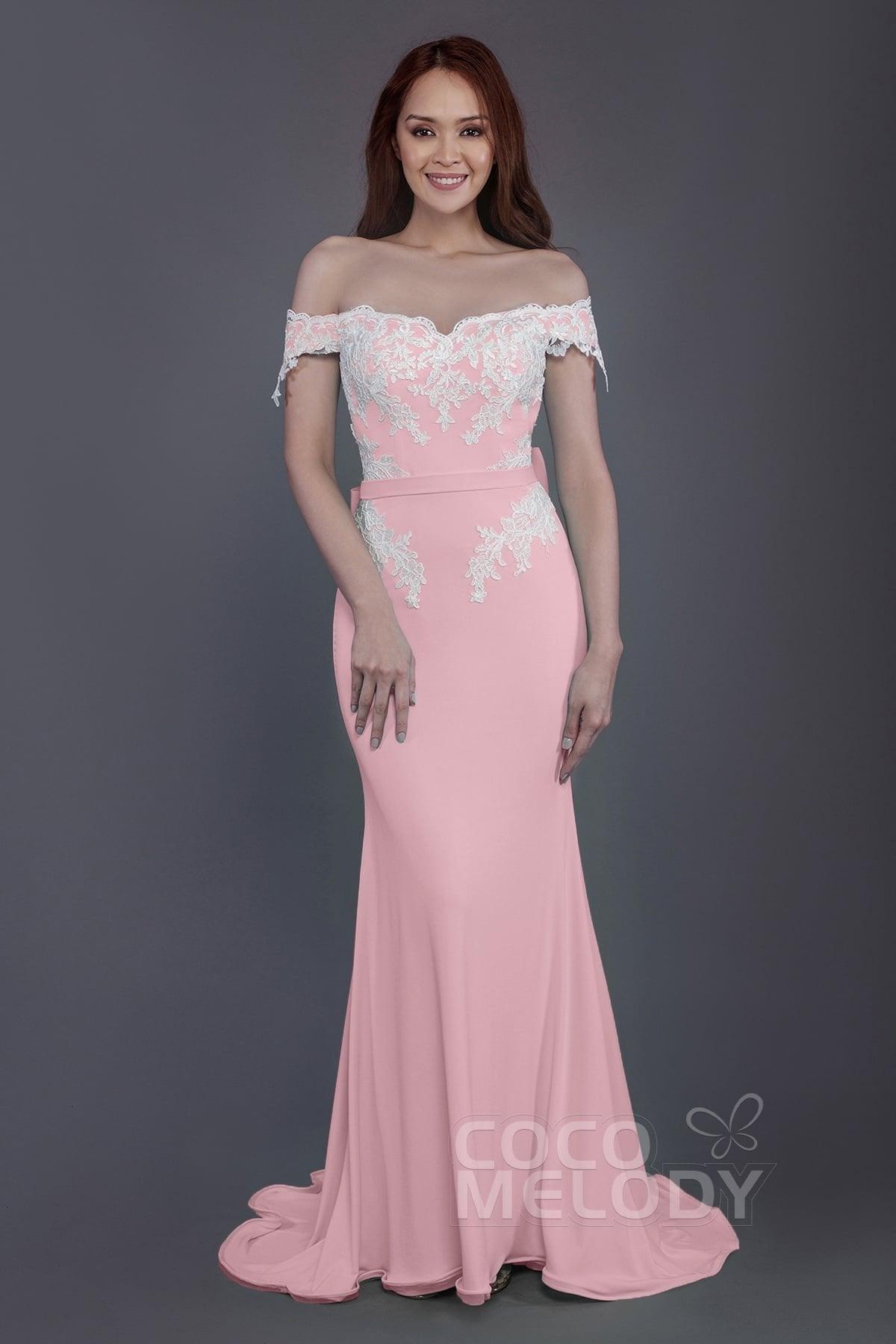 Mermaid Sweep Train Knitted Fabric Bridesmaid Dress PR3497 - COCOMELODY