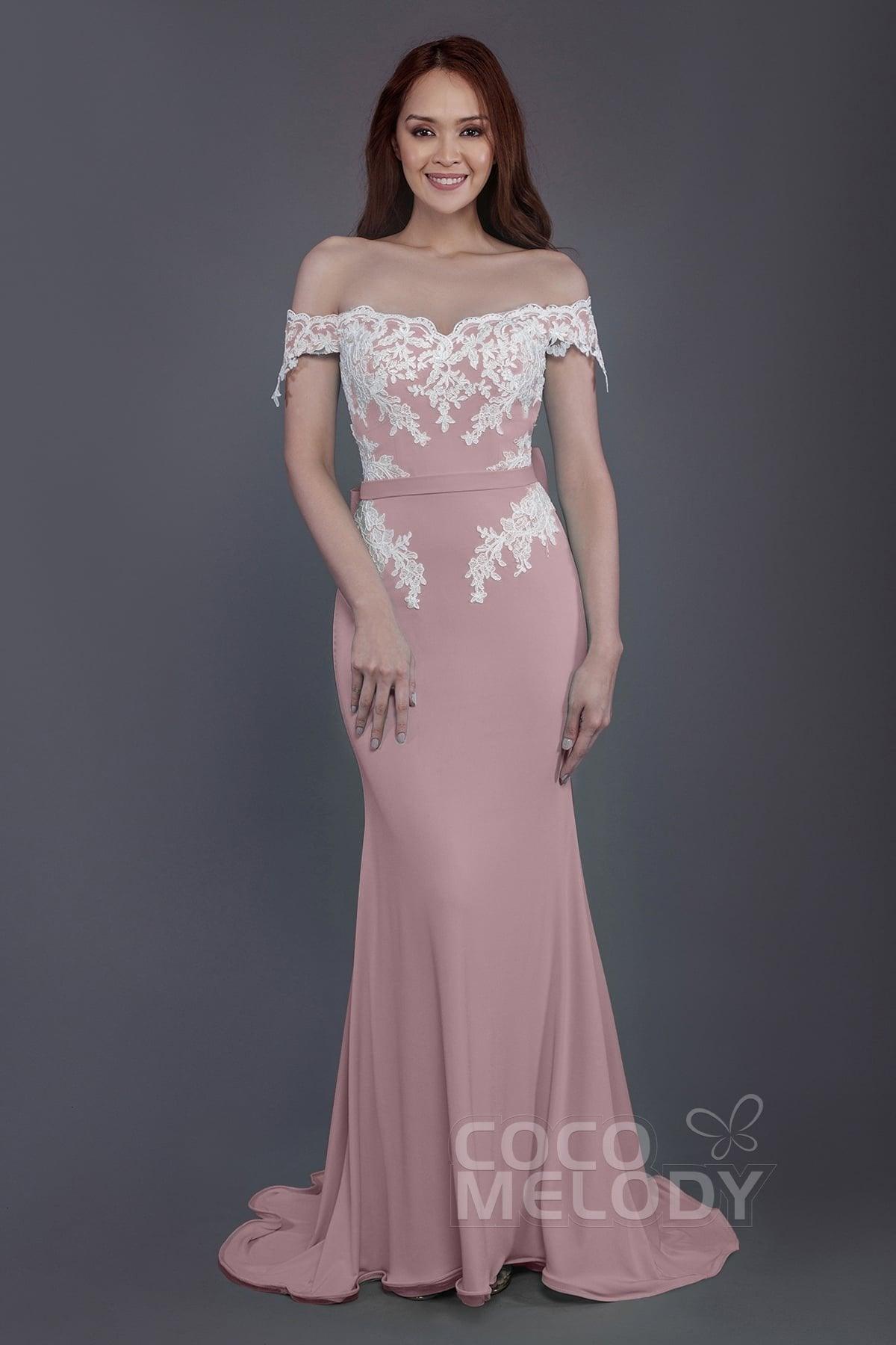 Mermaid Sweep Train Knitted Fabric Bridesmaid Dress PR3497 - COCOMELODY