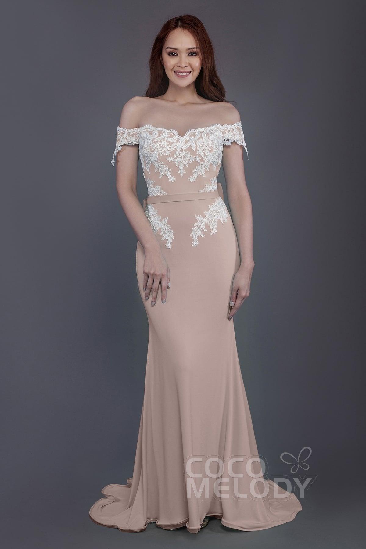 Mermaid Sweep Train Knitted Fabric Bridesmaid Dress PR3497 - COCOMELODY
