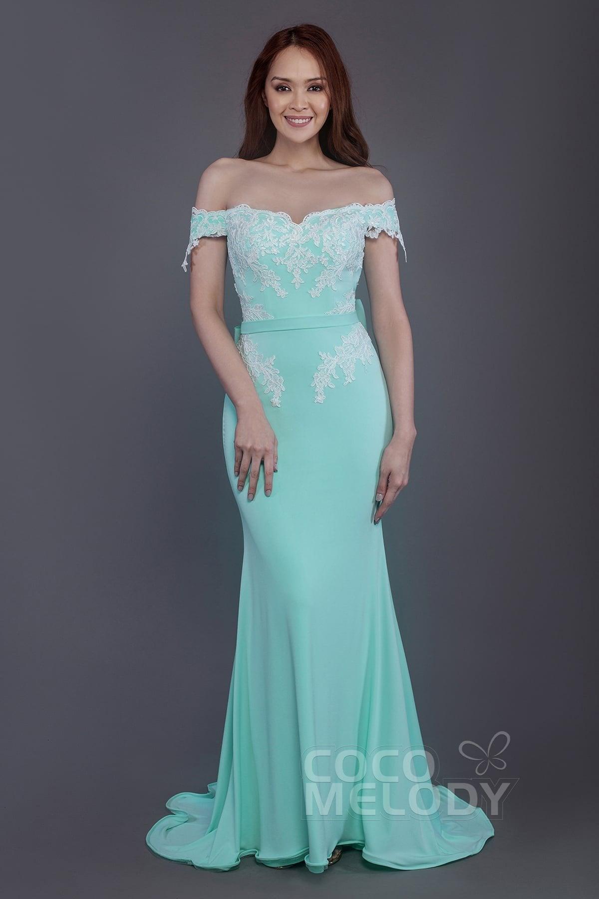 Mermaid Sweep Train Knitted Fabric Bridesmaid Dress PR3497 - COCOMELODY