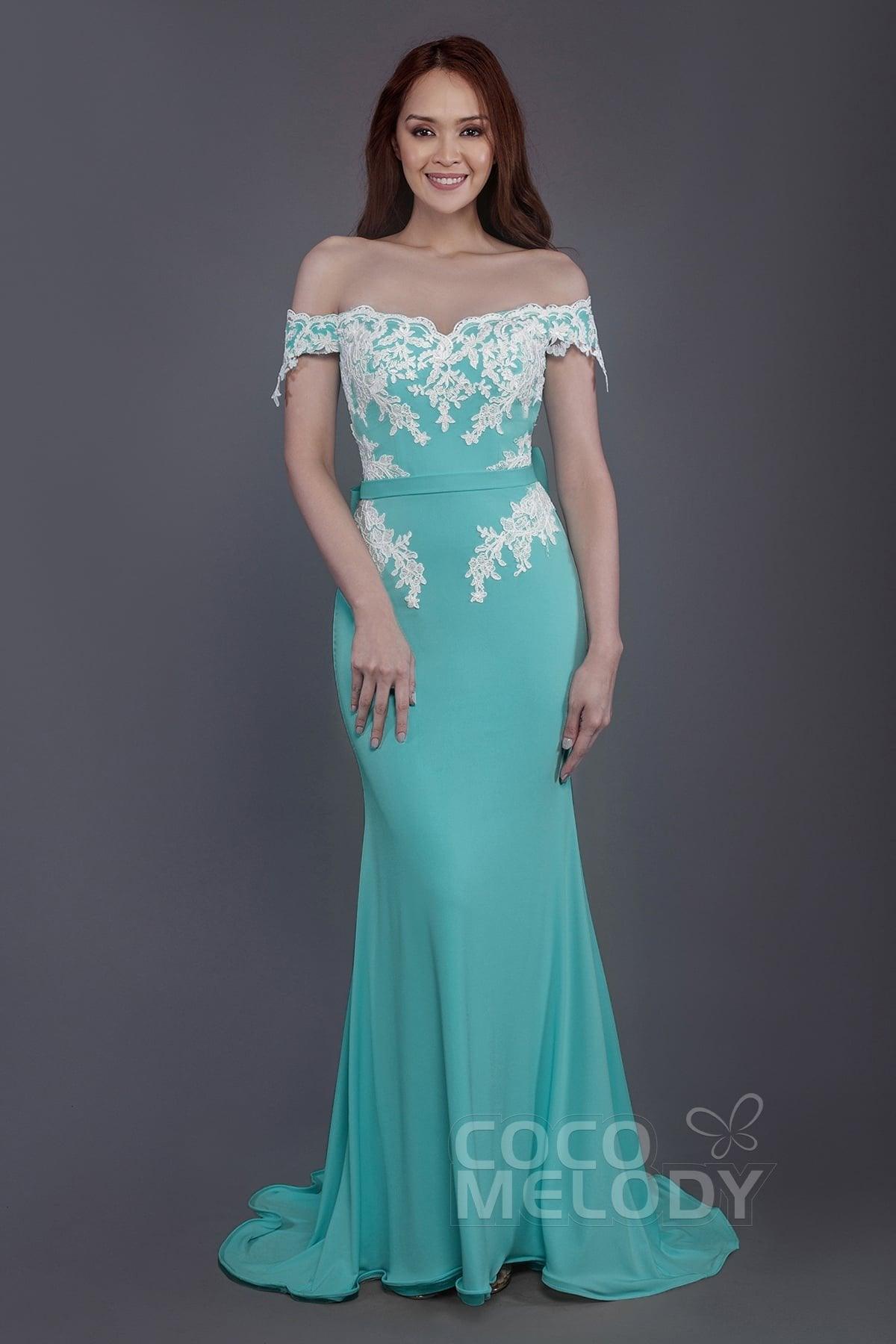 Mermaid Sweep Train Knitted Fabric Bridesmaid Dress PR3497 - COCOMELODY