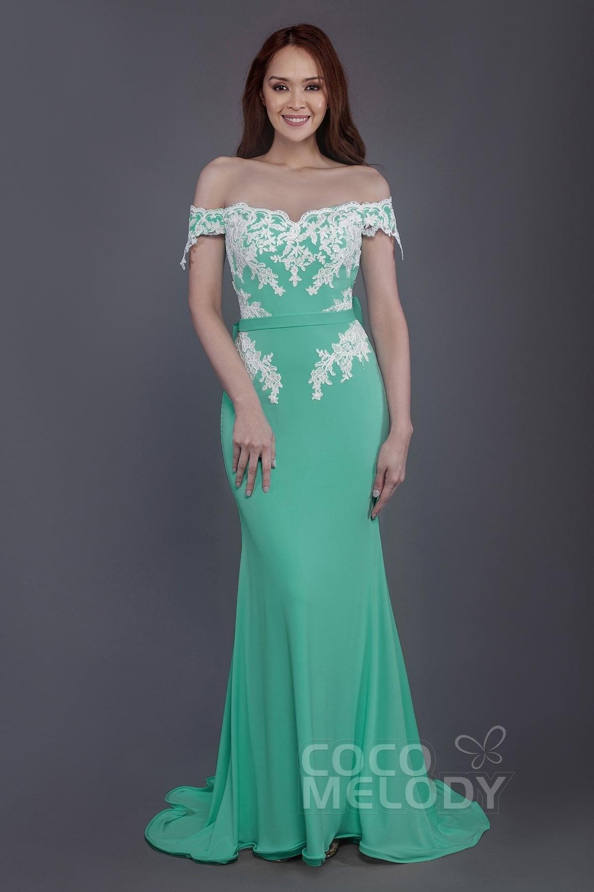 Mermaid Sweep Train Knitted Fabric Bridesmaid Dress PR3497 - COCOMELODY