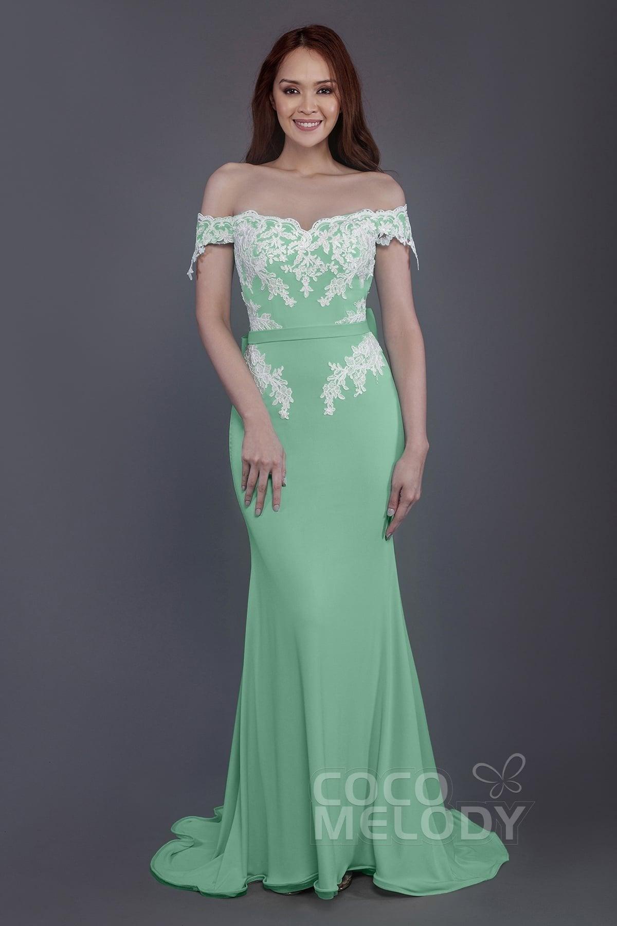 Mermaid Sweep Train Knitted Fabric Bridesmaid Dress PR3497 - COCOMELODY