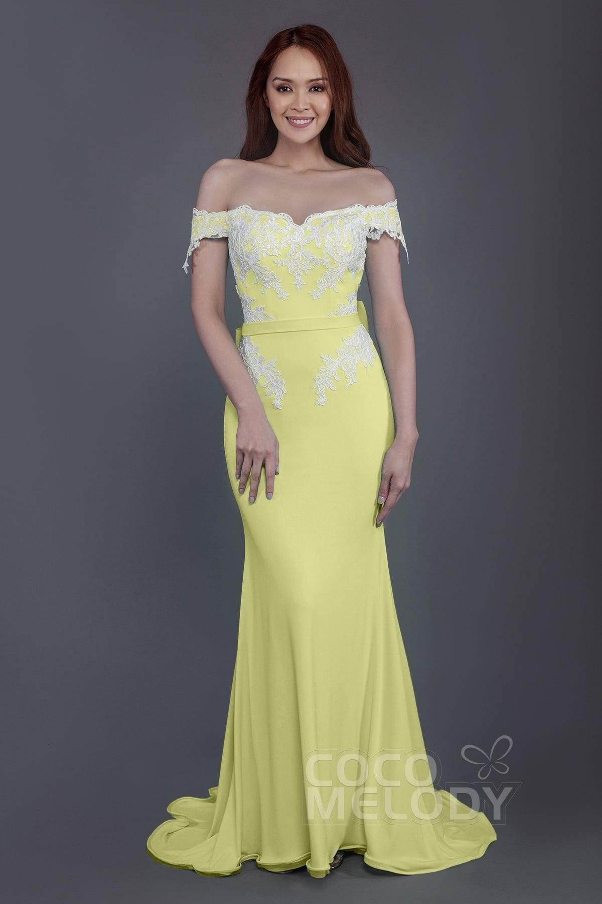 Mermaid Sweep Train Knitted Fabric Bridesmaid Dress PR3497 - COCOMELODY
