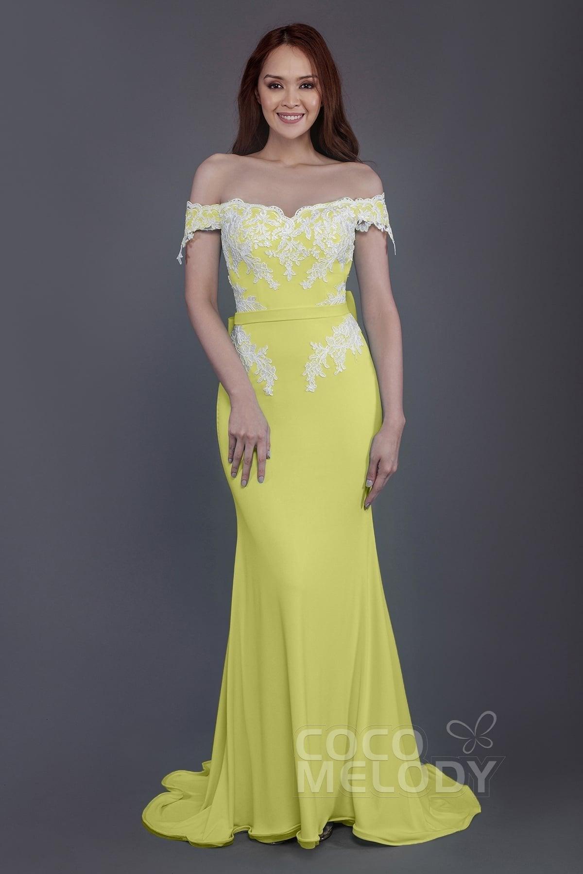Mermaid Sweep Train Knitted Fabric Bridesmaid Dress PR3497 - COCOMELODY