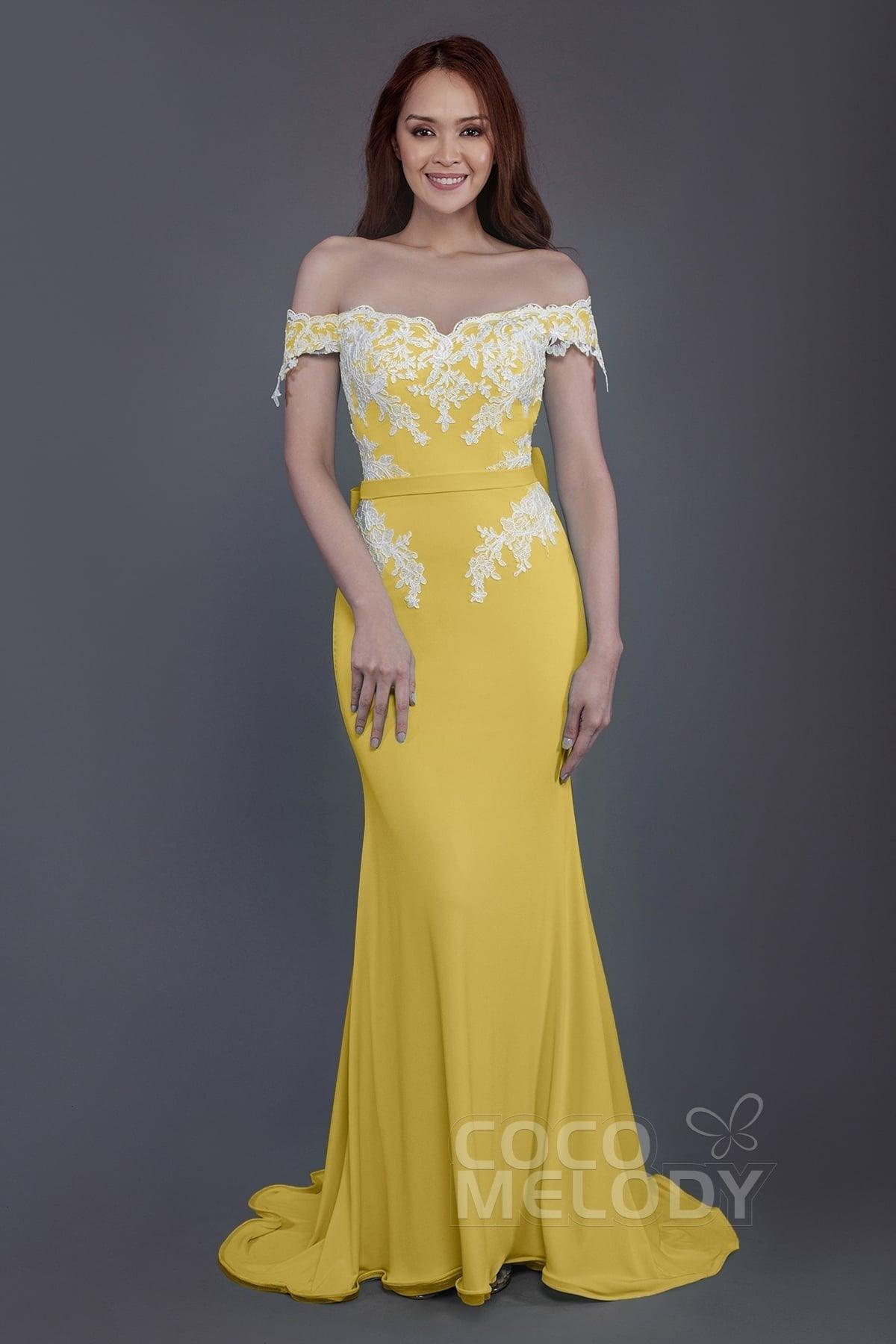 Mermaid Sweep Train Knitted Fabric Bridesmaid Dress PR3497 - COCOMELODY