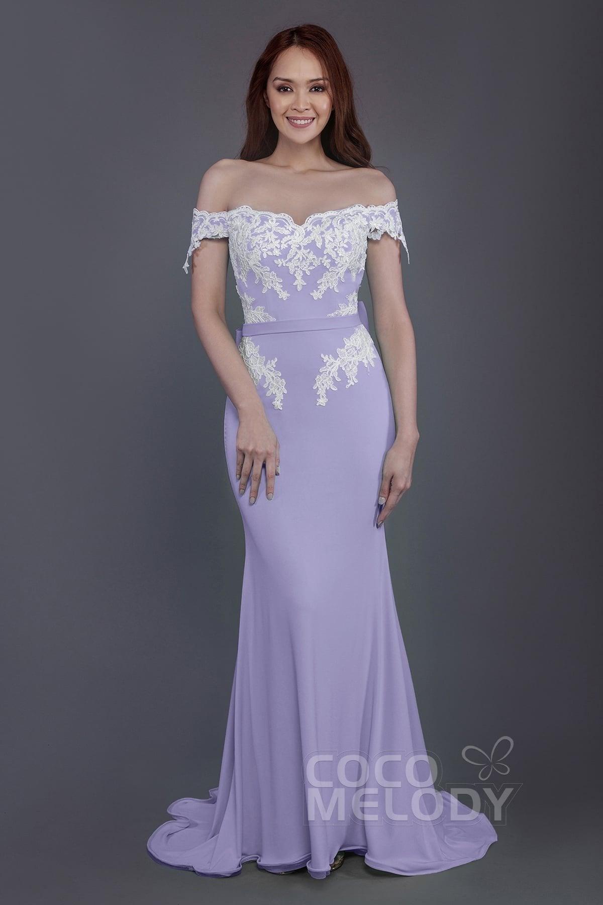 Mermaid Sweep Train Knitted Fabric Bridesmaid Dress PR3497 - COCOMELODY
