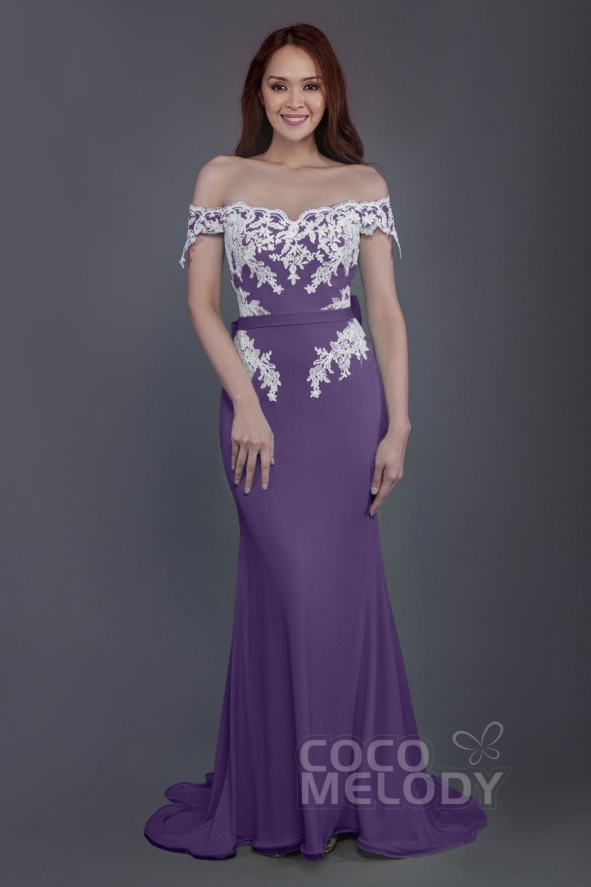 Mermaid Sweep Train Knitted Fabric Bridesmaid Dress PR3497 - COCOMELODY
