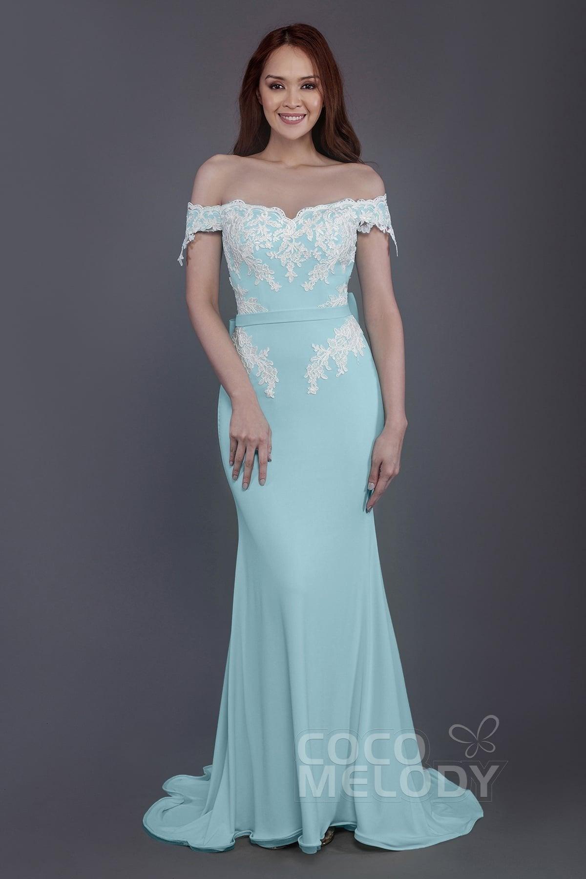Mermaid Sweep Train Knitted Fabric Bridesmaid Dress PR3497 - COCOMELODY