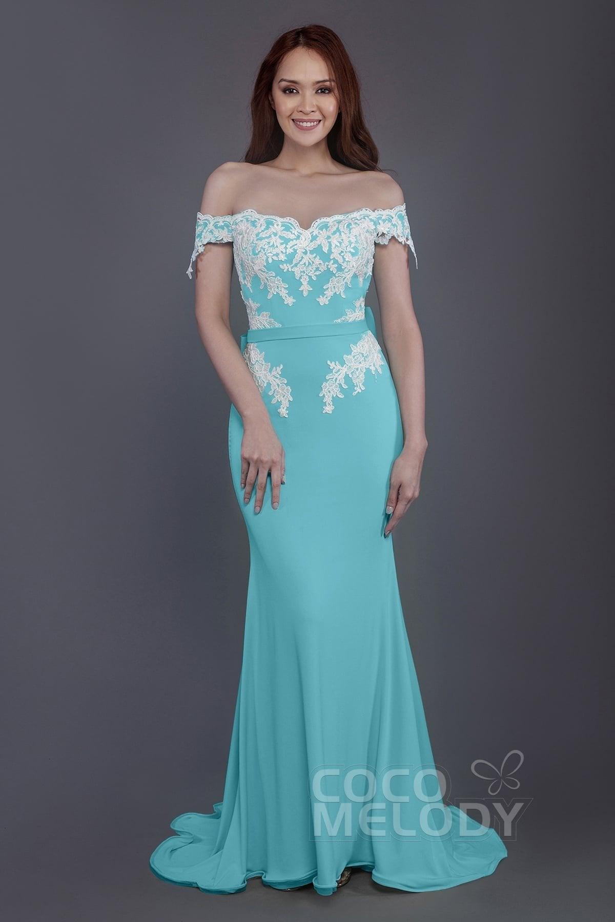 Mermaid Sweep Train Knitted Fabric Bridesmaid Dress PR3497 - COCOMELODY