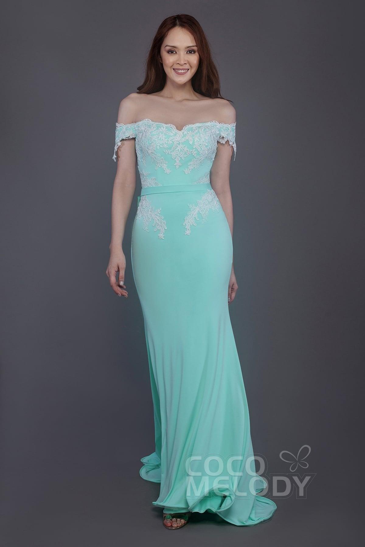 Mermaid Sweep Train Knitted Fabric Bridesmaid Dress PR3497