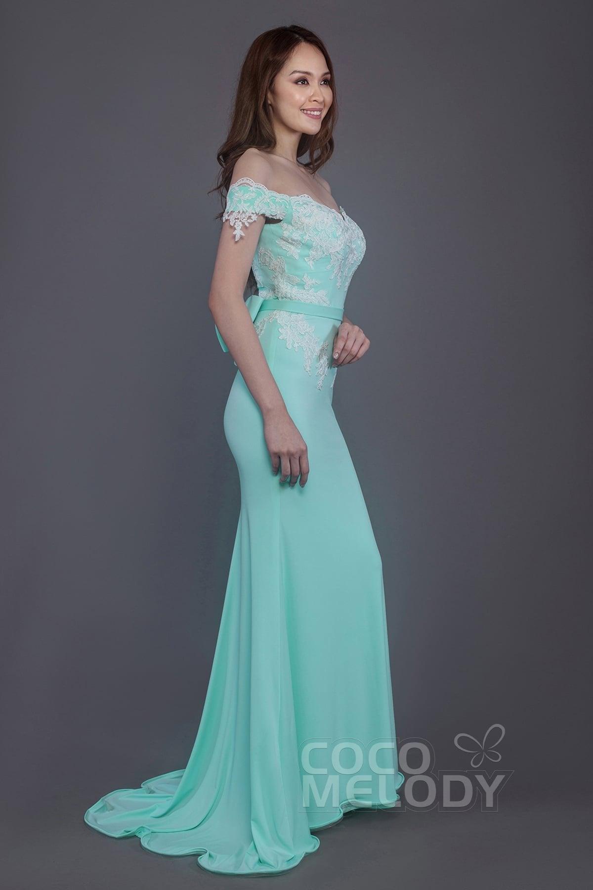Mermaid Sweep Train Knitted Fabric Bridesmaid Dress PR3497 - COCOMELODY