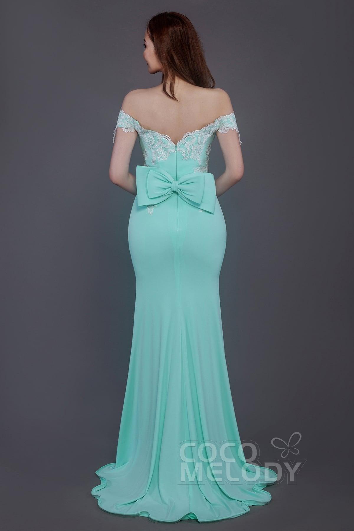 Mermaid Sweep Train Knitted Fabric Bridesmaid Dress PR3497 - COCOMELODY