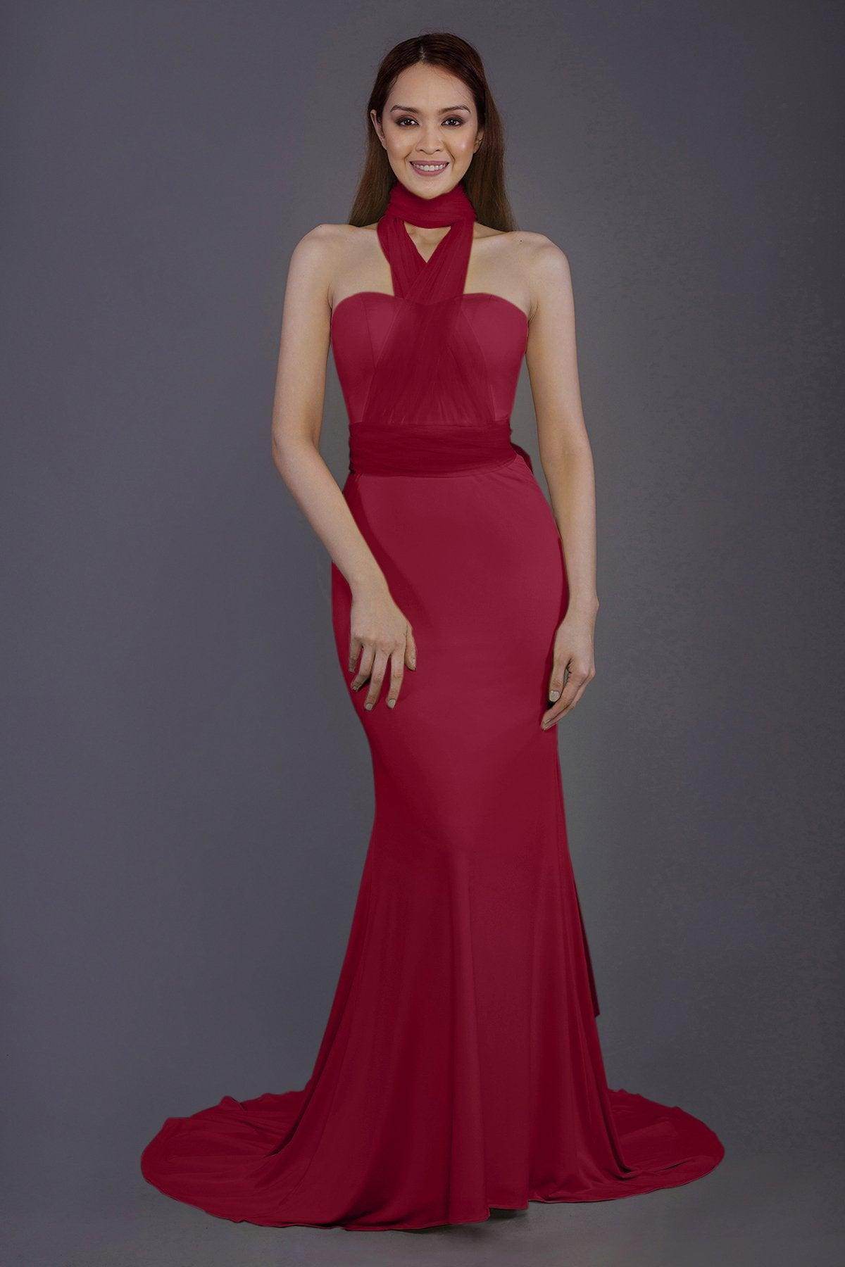 Mermaid Court Train Knitted Fabric Bridesmaid Dress PR3498 - COCOMELODY