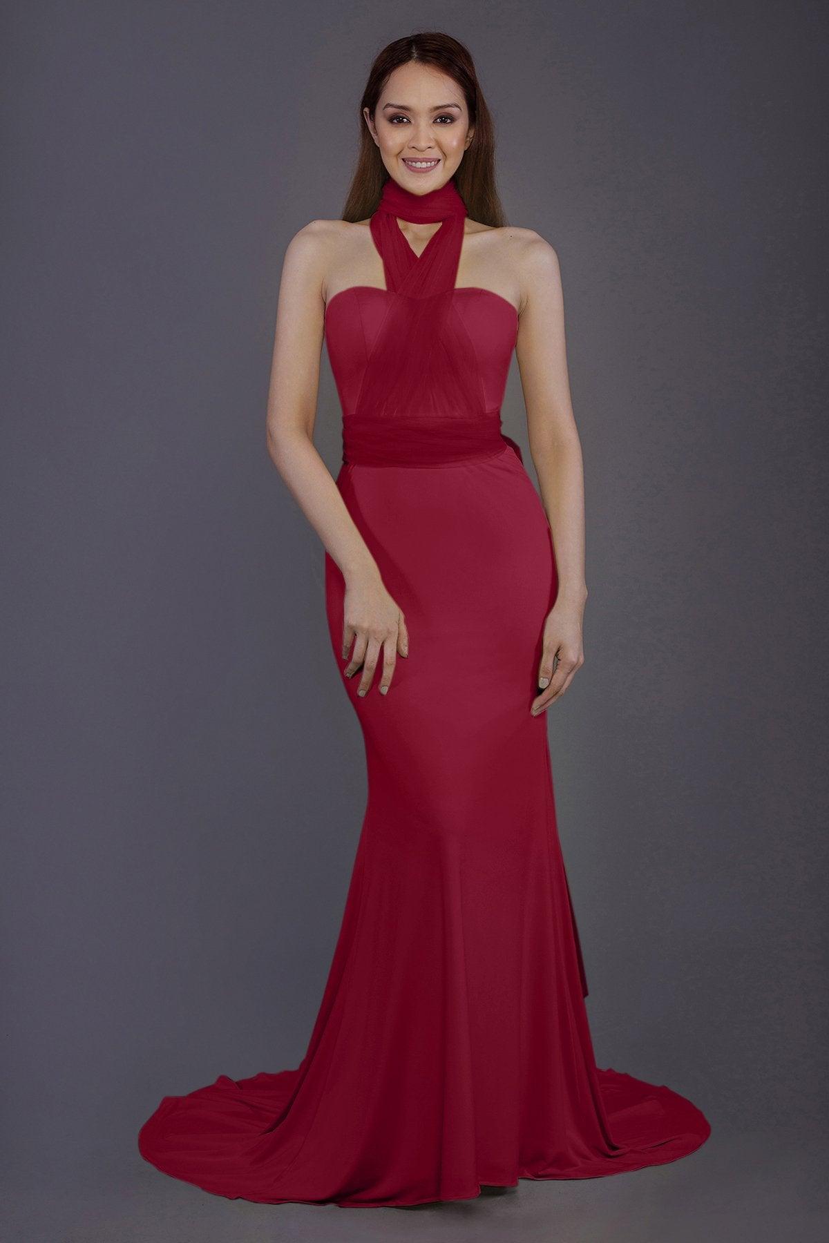 Mermaid Court Train Knitted Fabric Bridesmaid Dress PR3498 - COCOMELODY