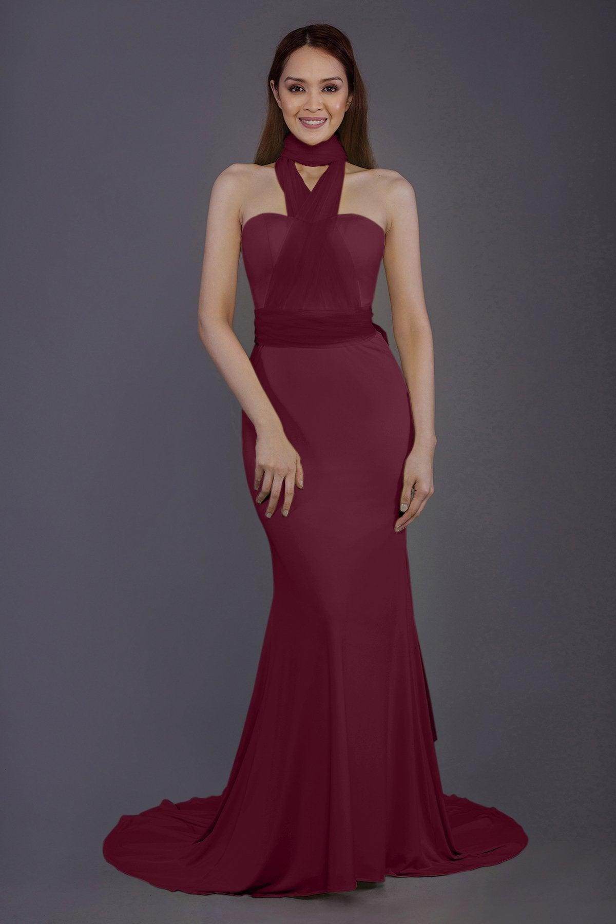 Mermaid Court Train Knitted Fabric Bridesmaid Dress PR3498 - COCOMELODY