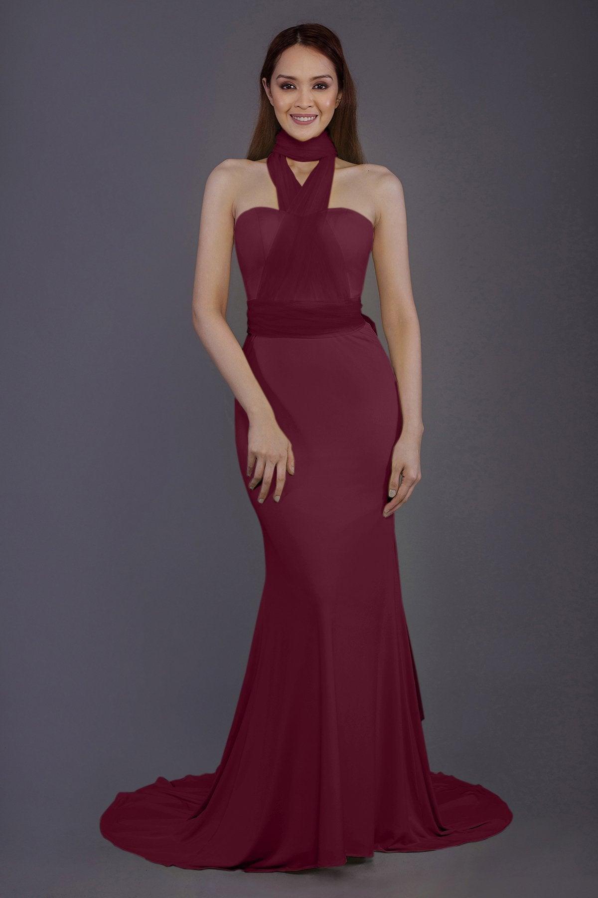 Mermaid Court Train Knitted Fabric Bridesmaid Dress PR3498 - COCOMELODY